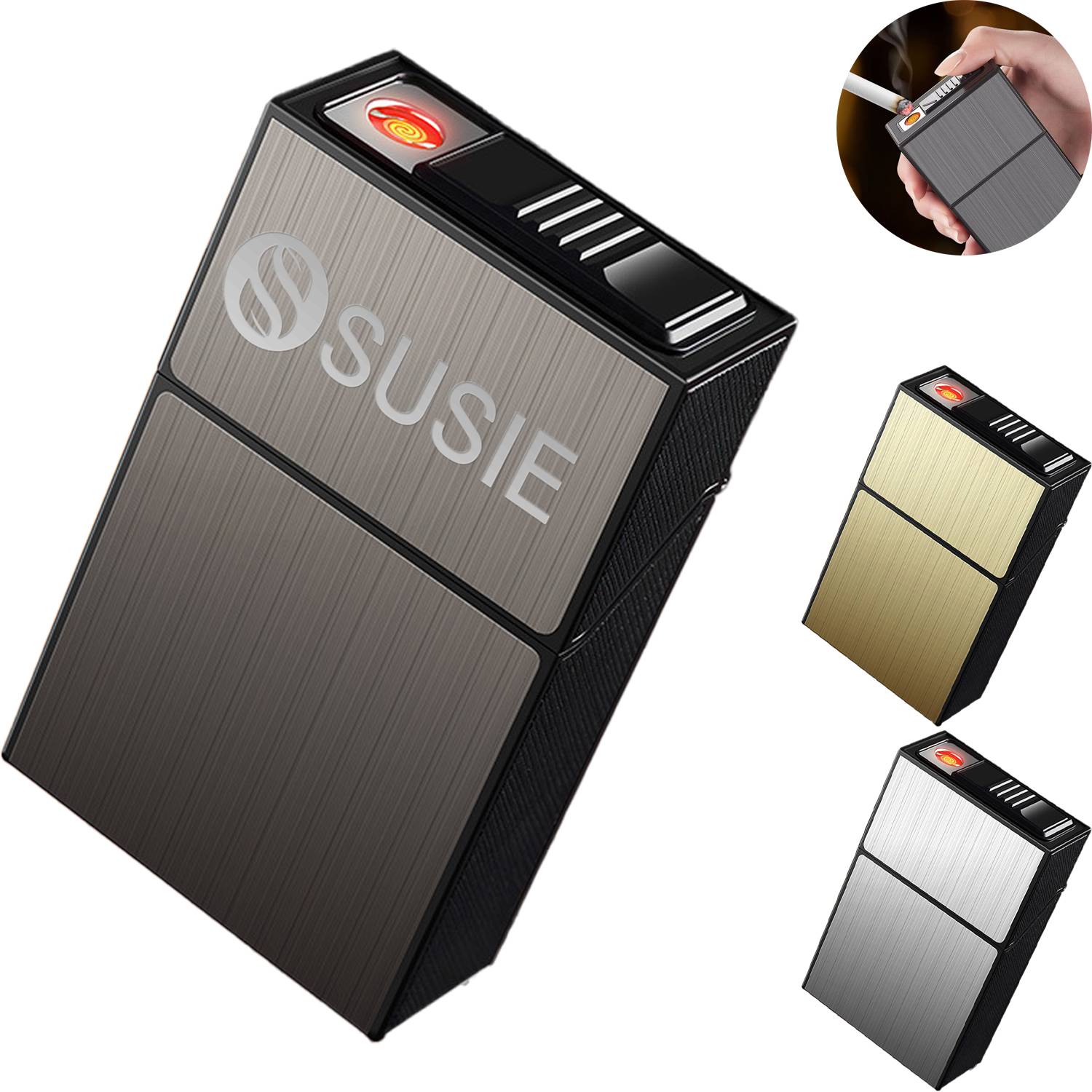 20 Count Waterproof Cigarette Case w/ Lighter