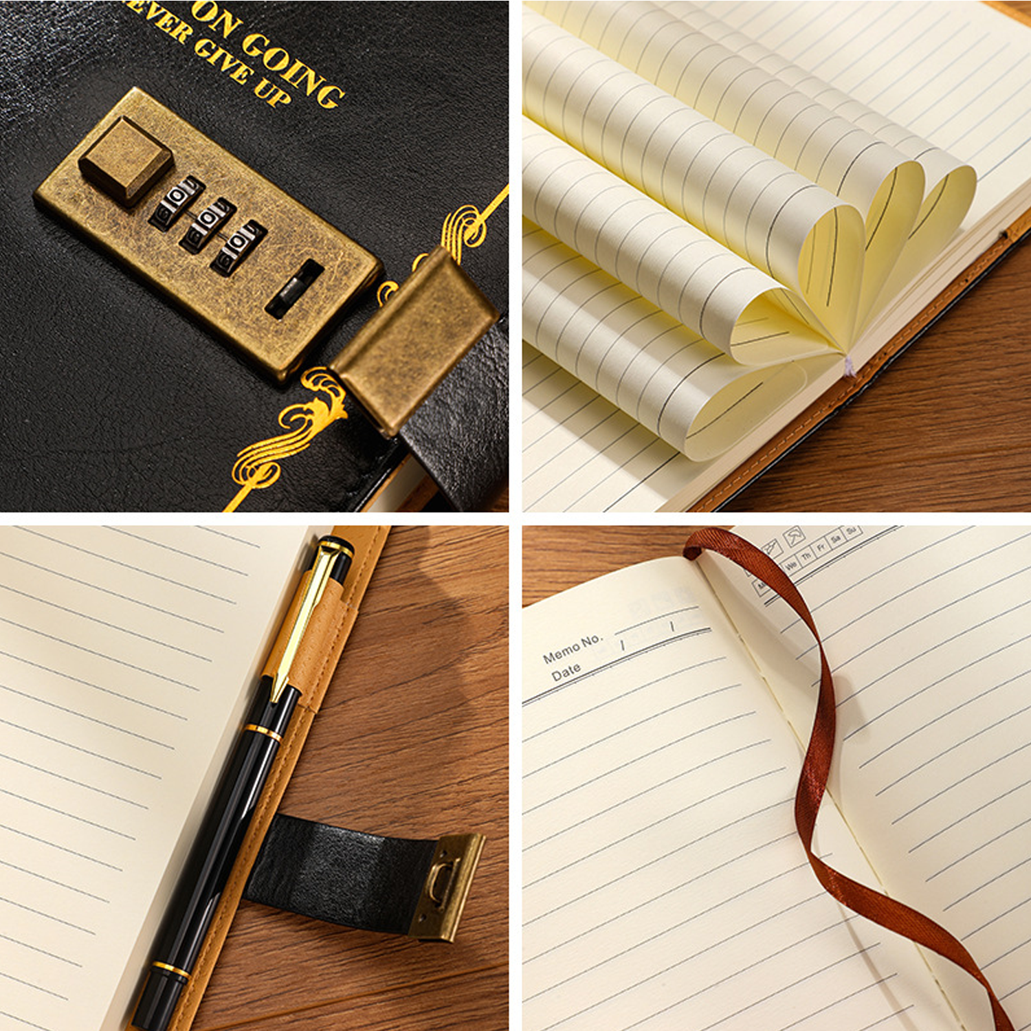 A5 Retro PU Leather Combination Lock Notebooks - Image 6