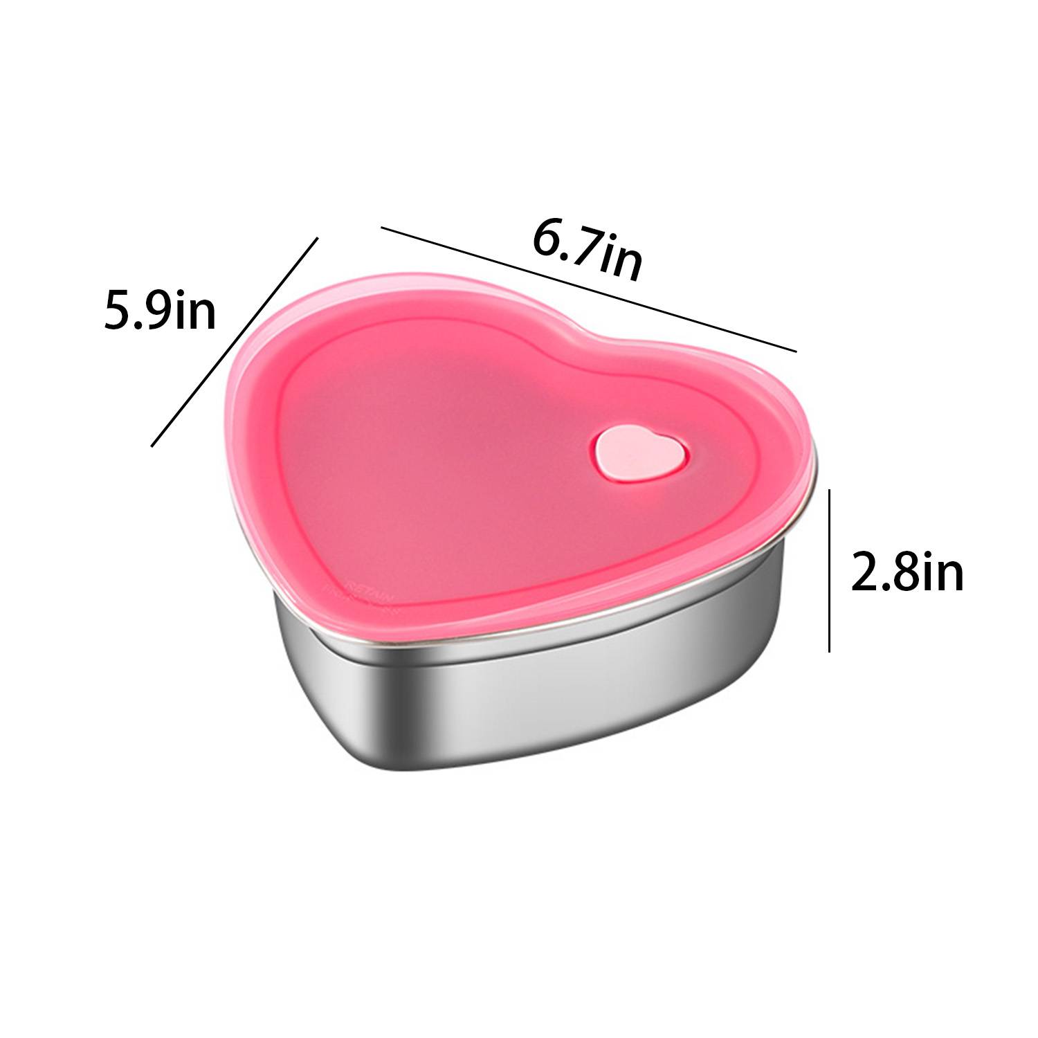 30oz Stainless Steel Heart Cake Containe w/ Lid - Image 3