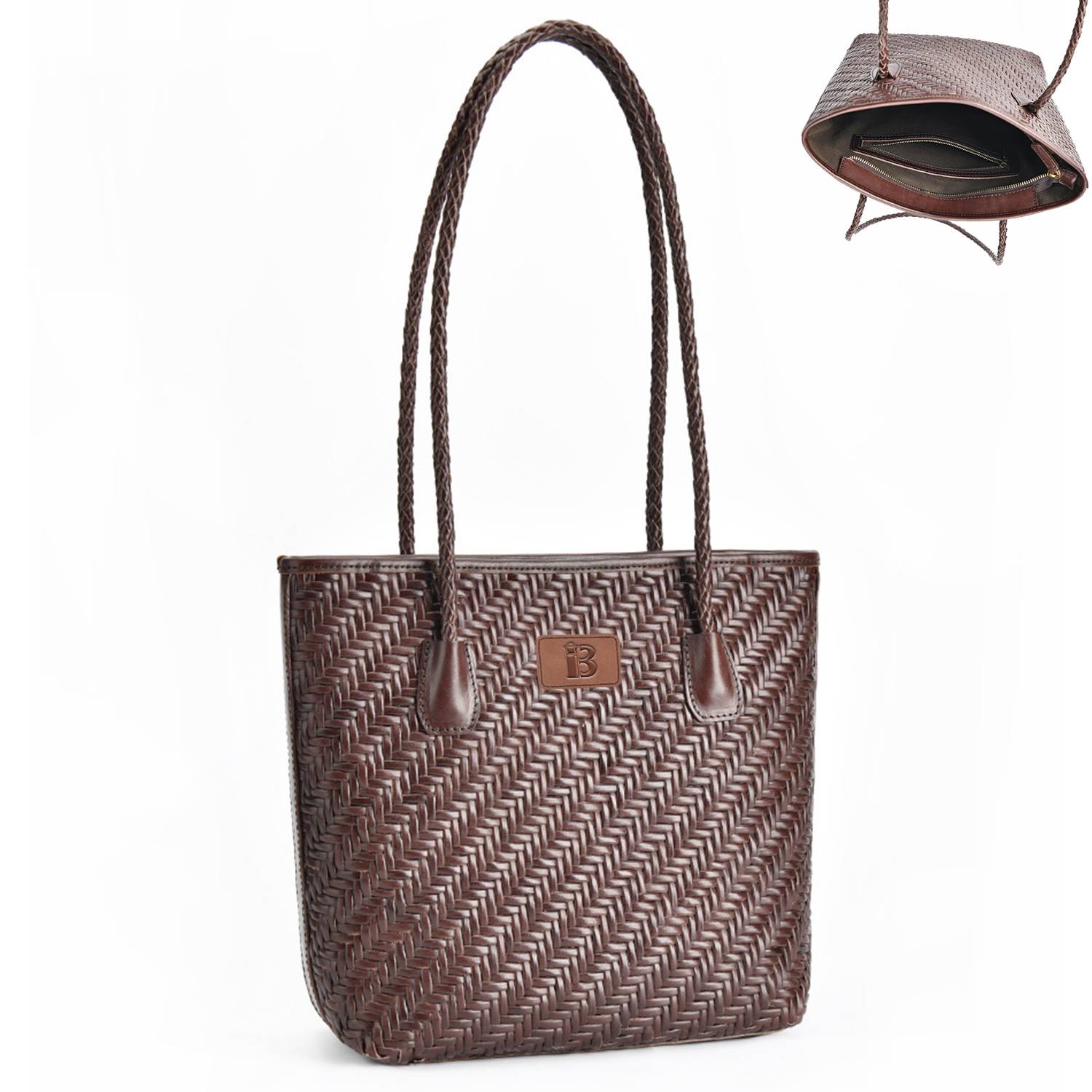 Genuine Leather Hand Woven Ladies Tote Bag