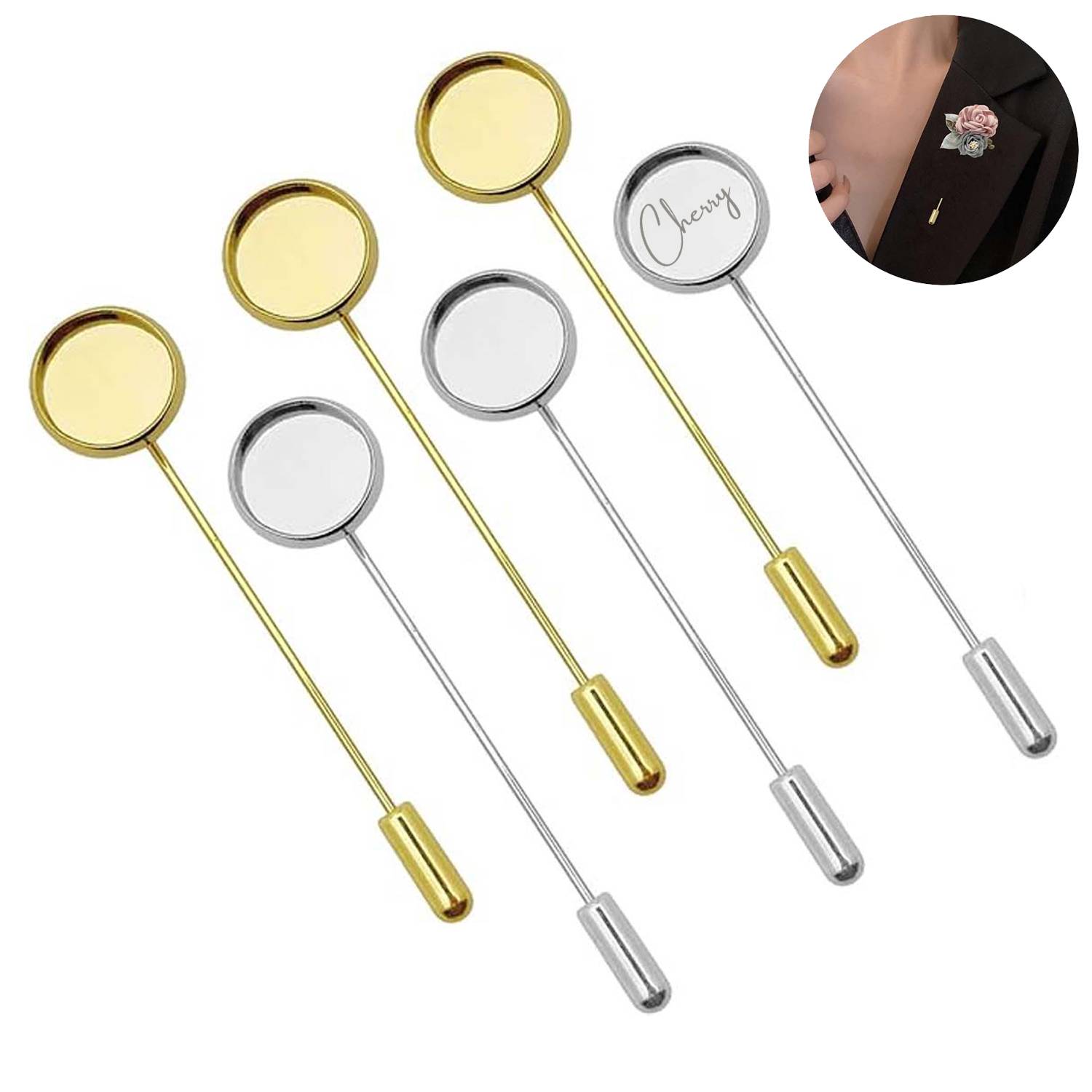 Round Tray Brooch Pin Stick