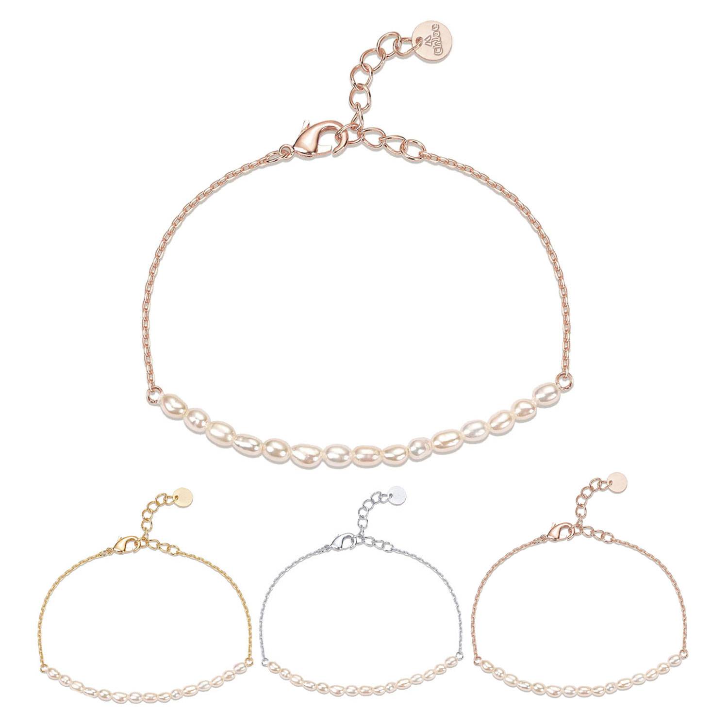 14K Gold Plated Freshwater Cultured Pearls Bracelets for Wom