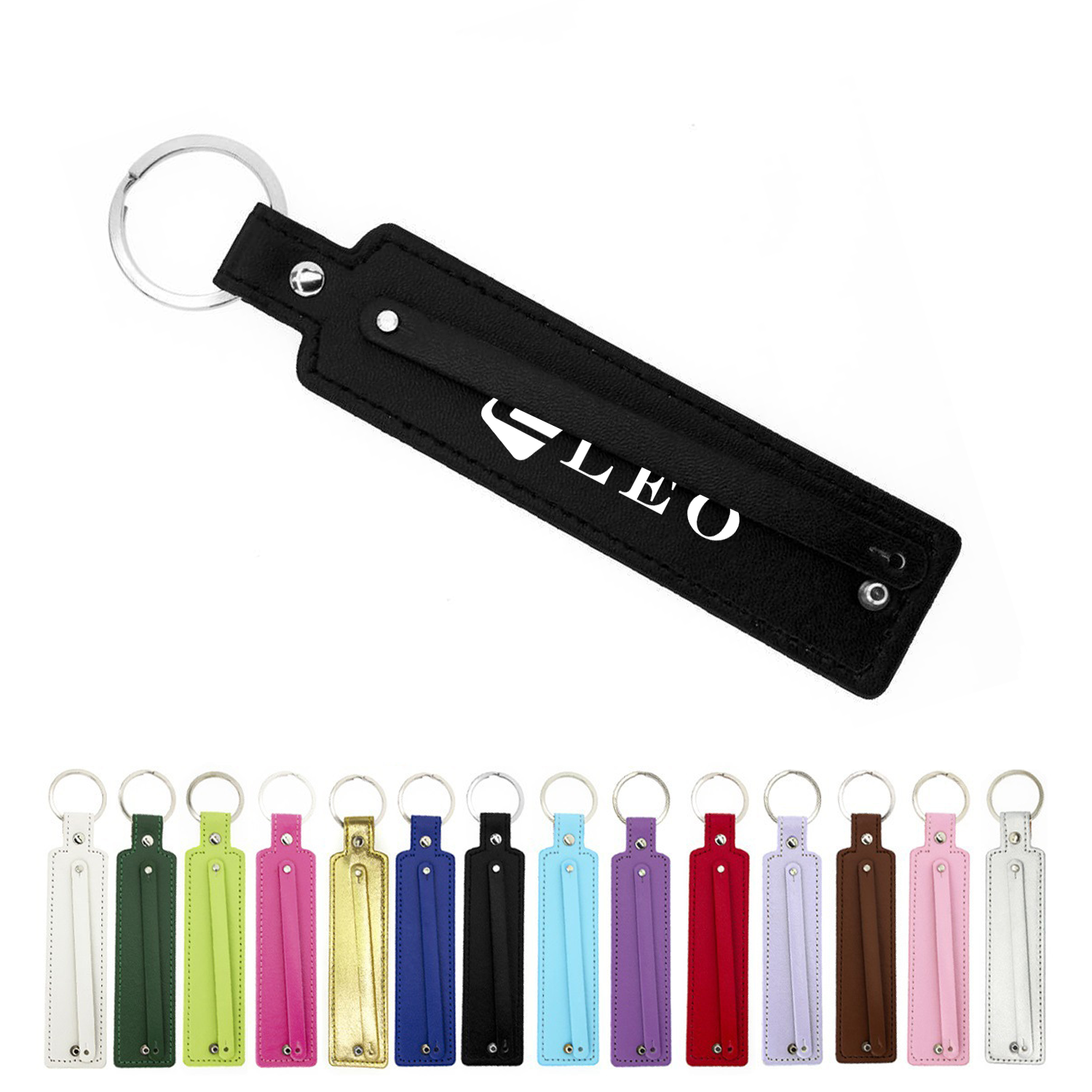 Loop Pu Leather Metal Keychain