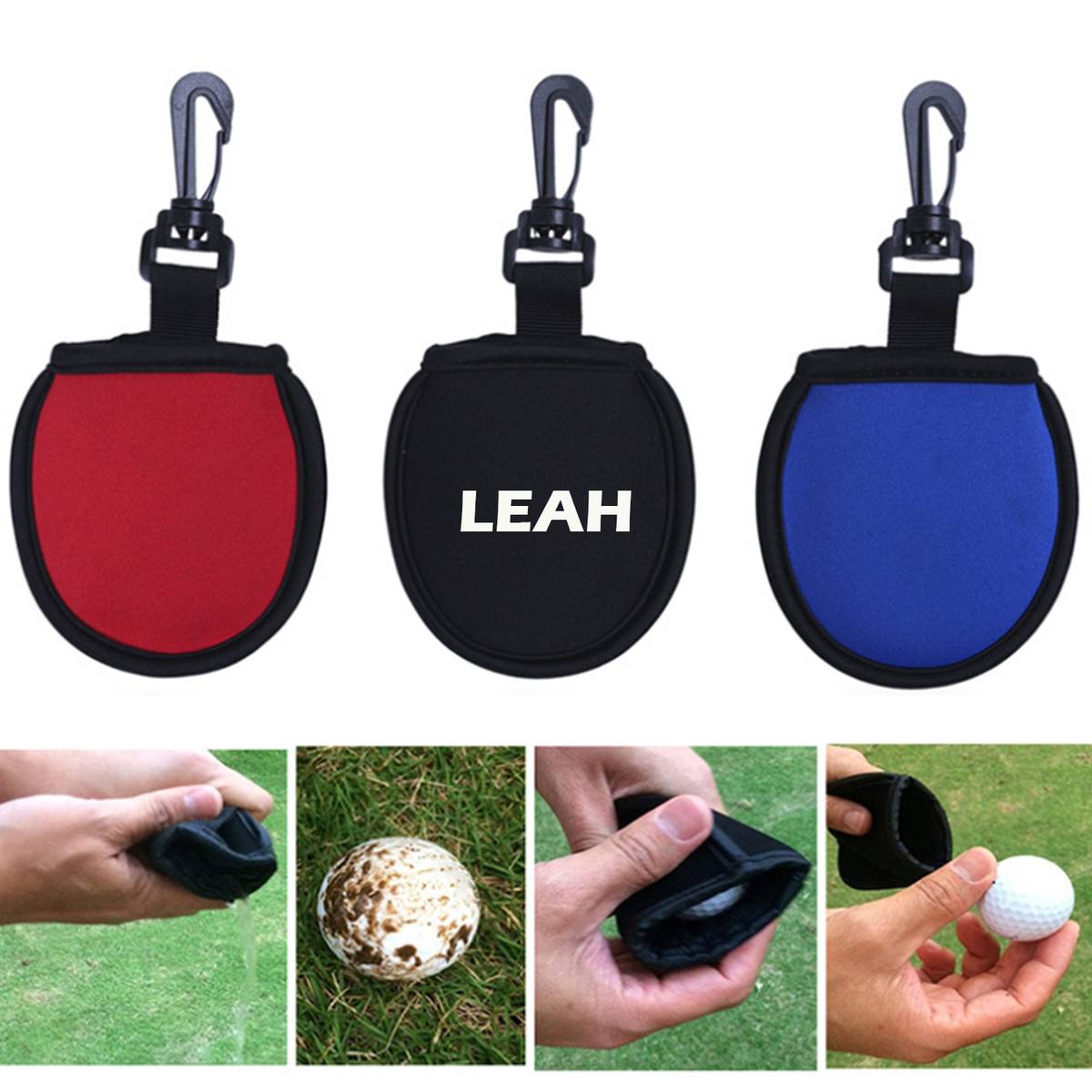 Dirt Wiping Pocket with Clip for Golf Balls
