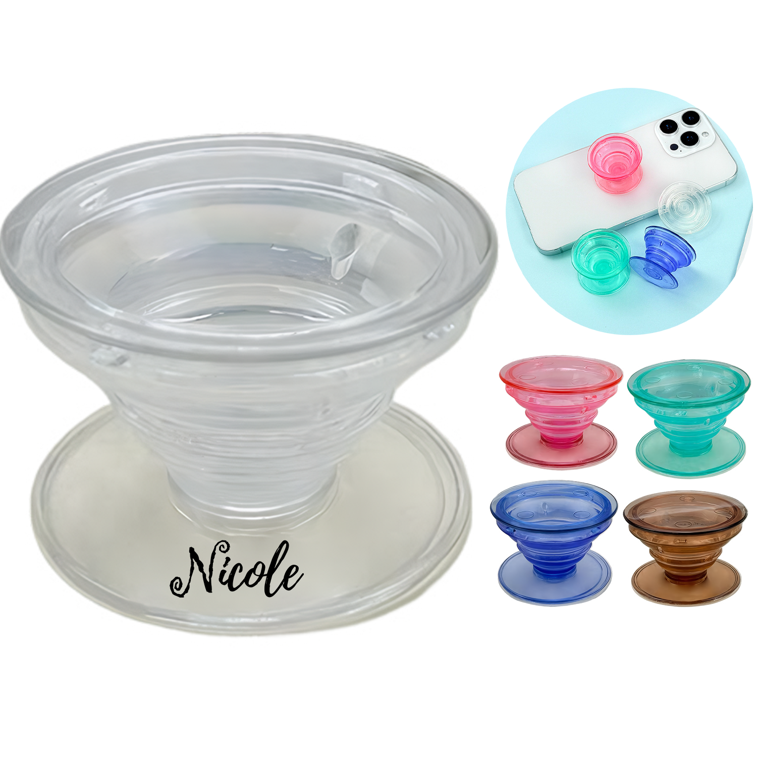 PC Clear Collapsible Airbag Phone Holder Stand