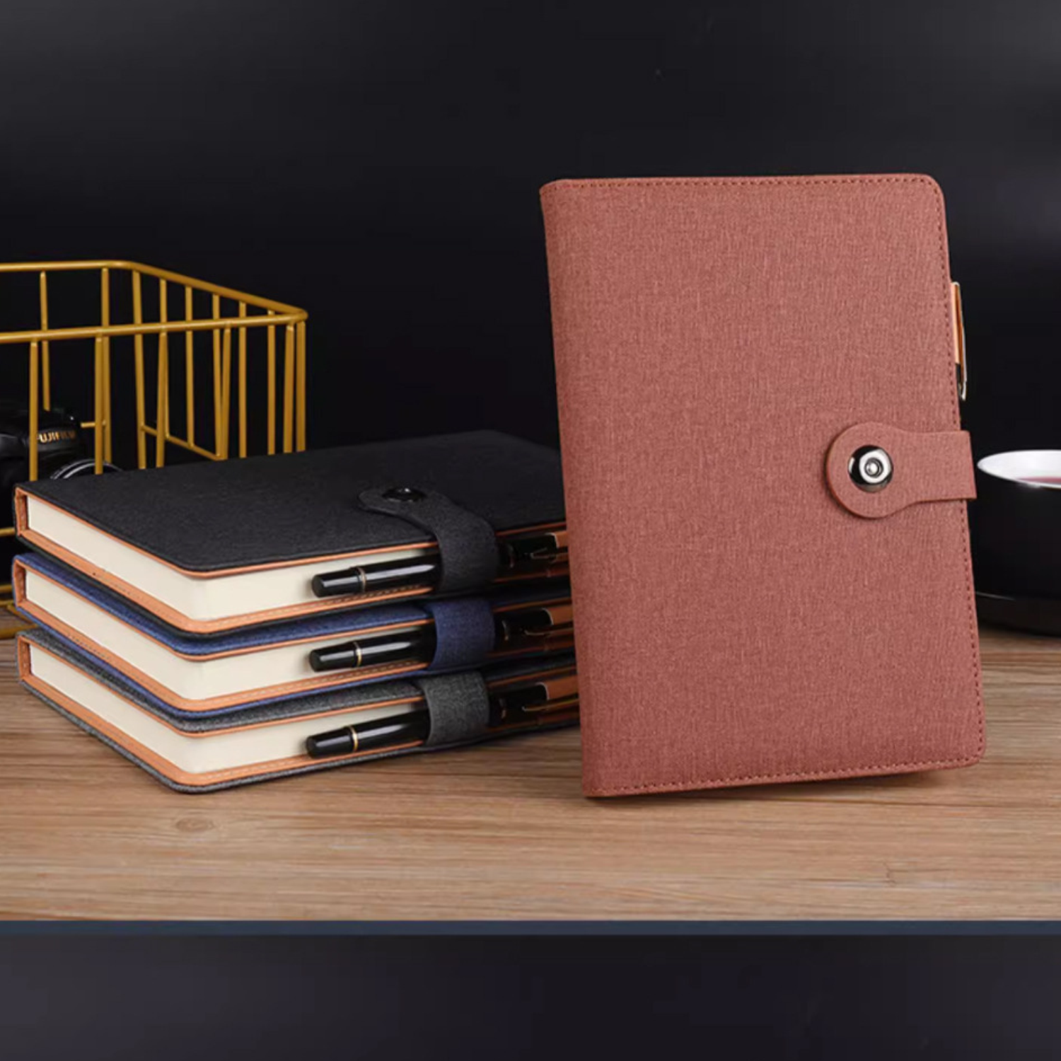 Magnetic Closure Linen Covered Notebook - Image 3