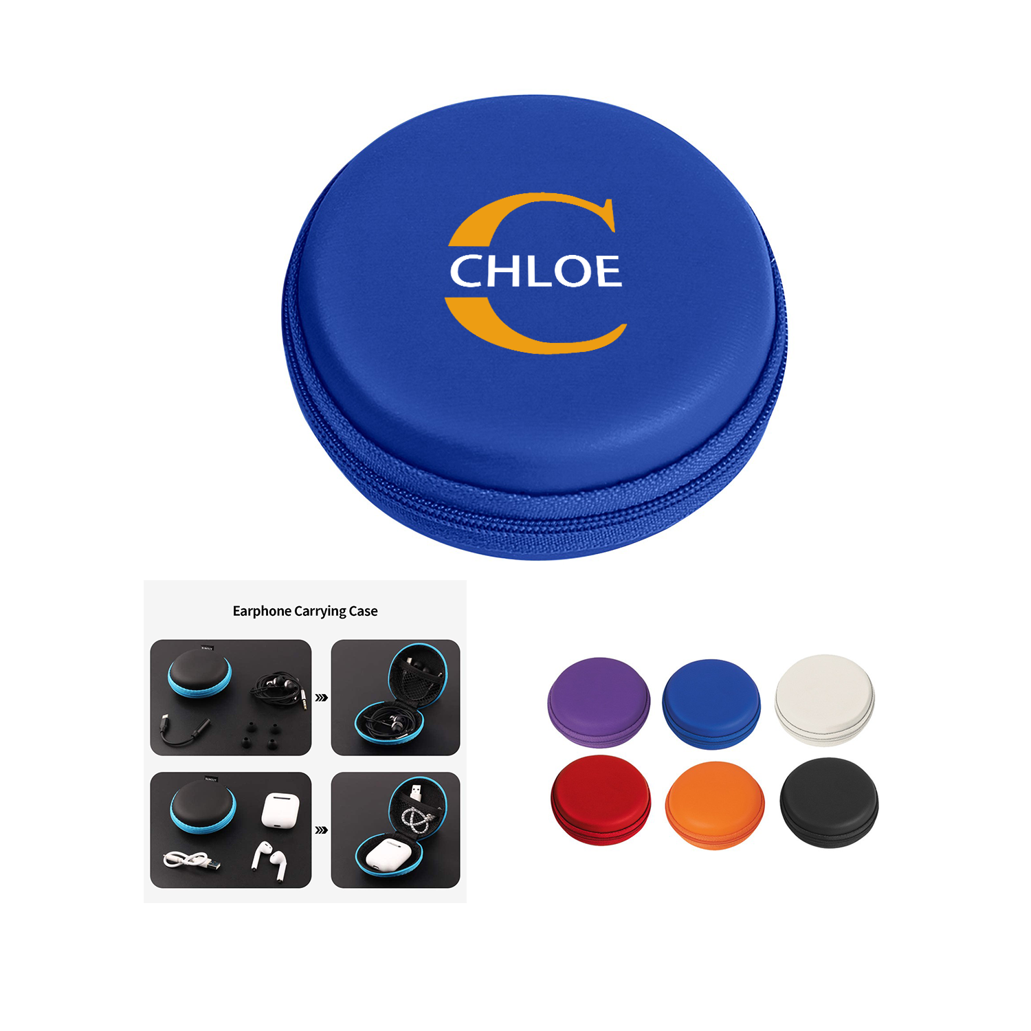 Round Zippered Electronics Travel Case