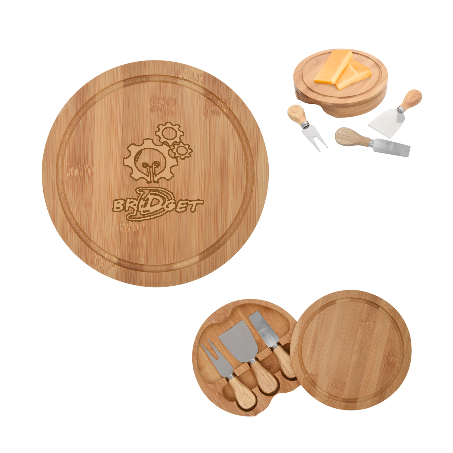 3 Pcs Bamboo Cheese Server Kit