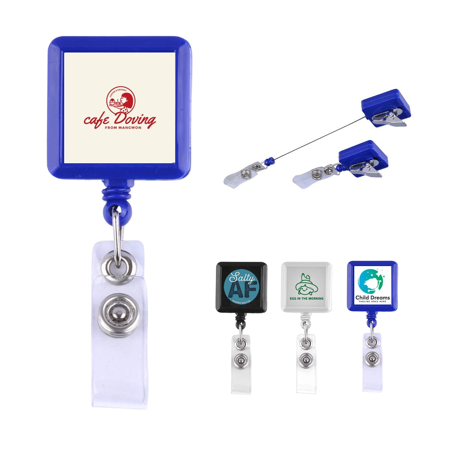 Square Retractable Badge Reel Holder