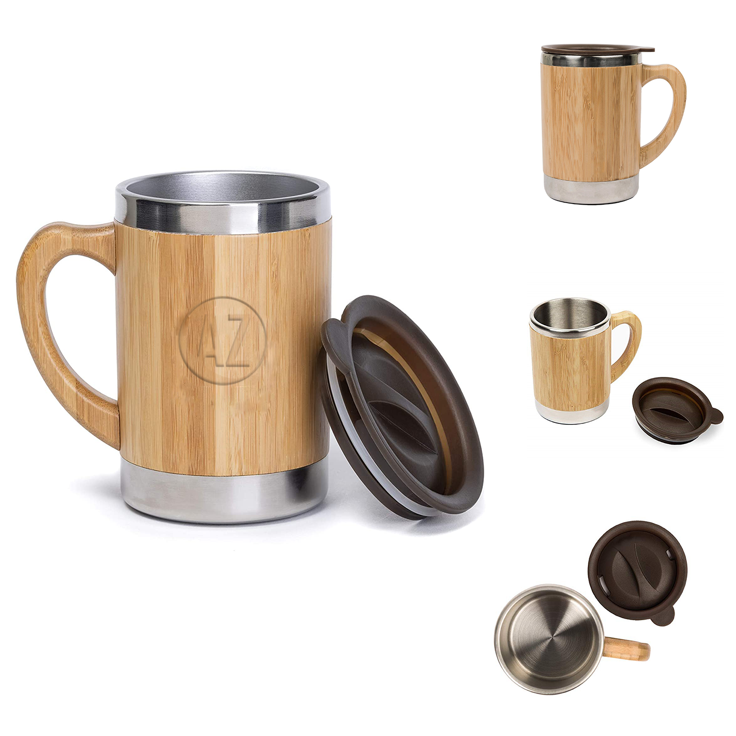 10 Oz Bamboo Stainless Steel Travel Mug