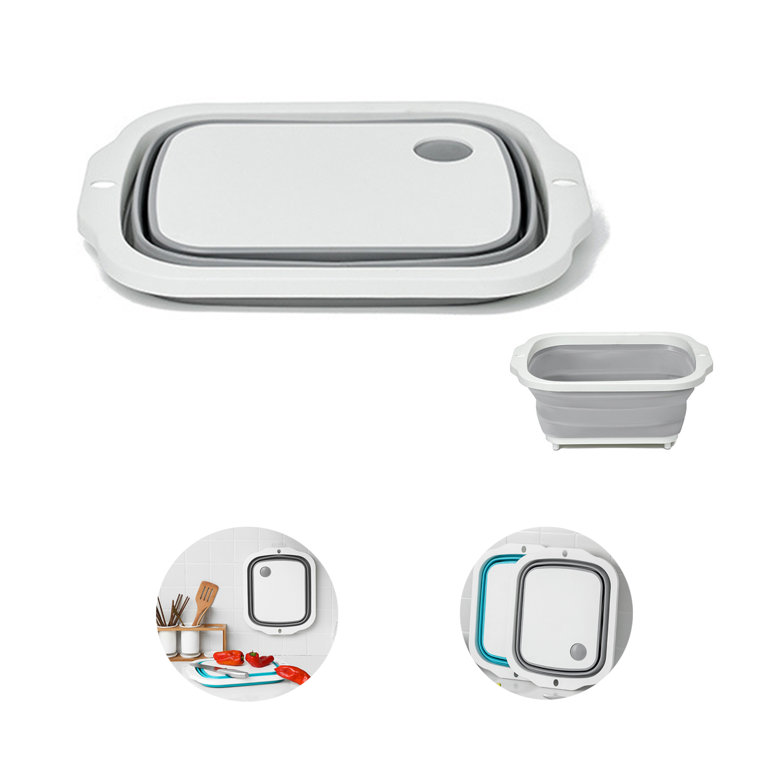 3 in 1 Collapsible Cutting Board, Washing Drain and Storage