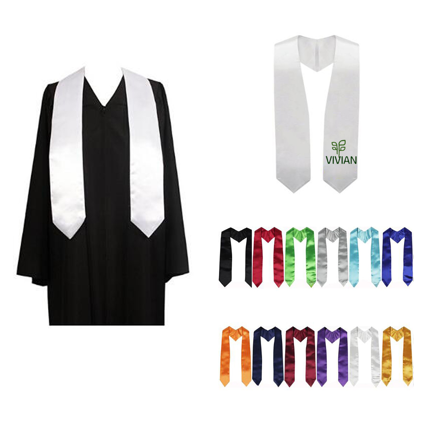 71 Inch Plain Graduation Stole