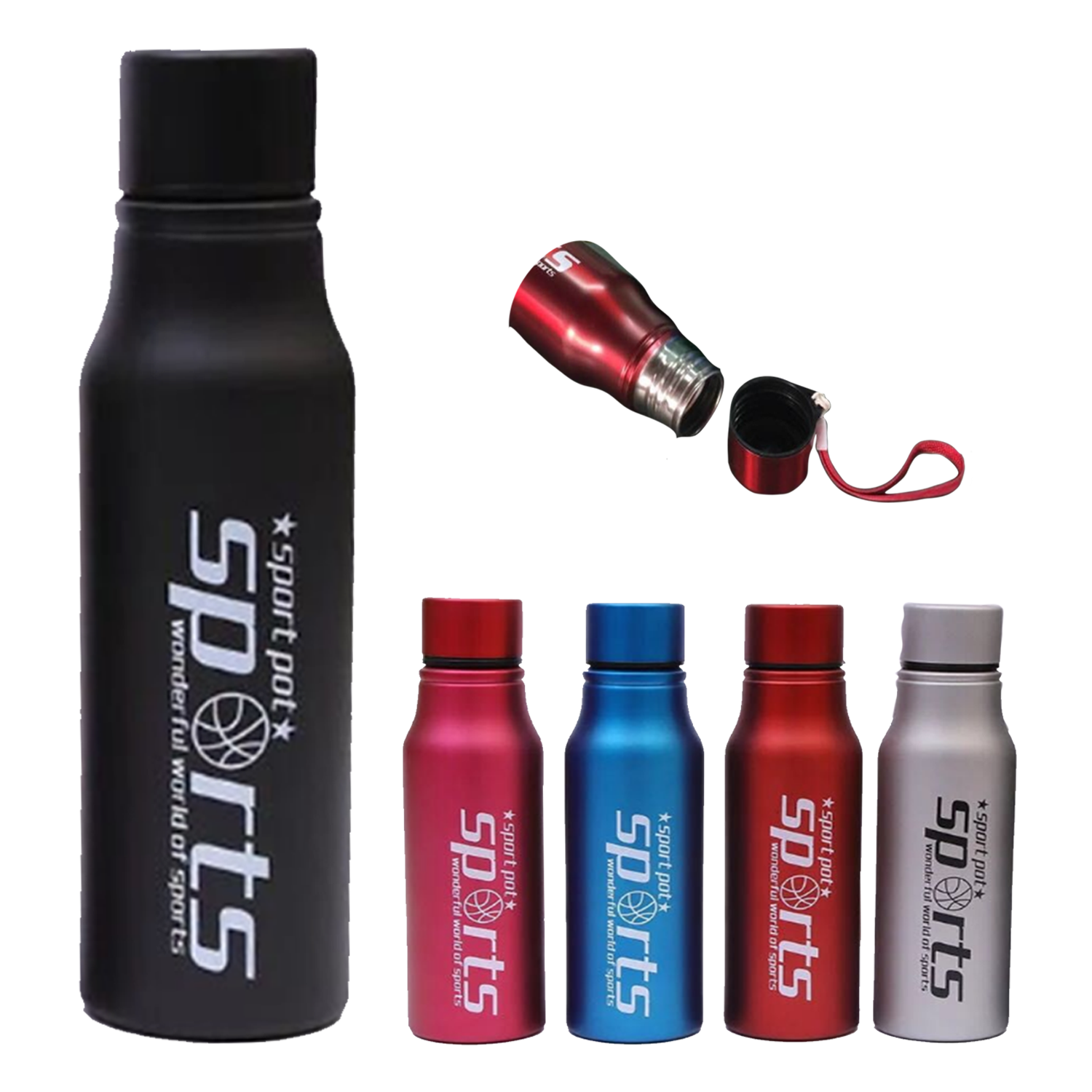 25oz Stainless Steel Sports Bottle With Lanyard