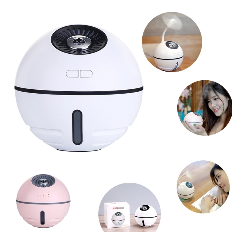 4 in 1  Space Ball Humidifier Power Bank LED Lights Mini Fan