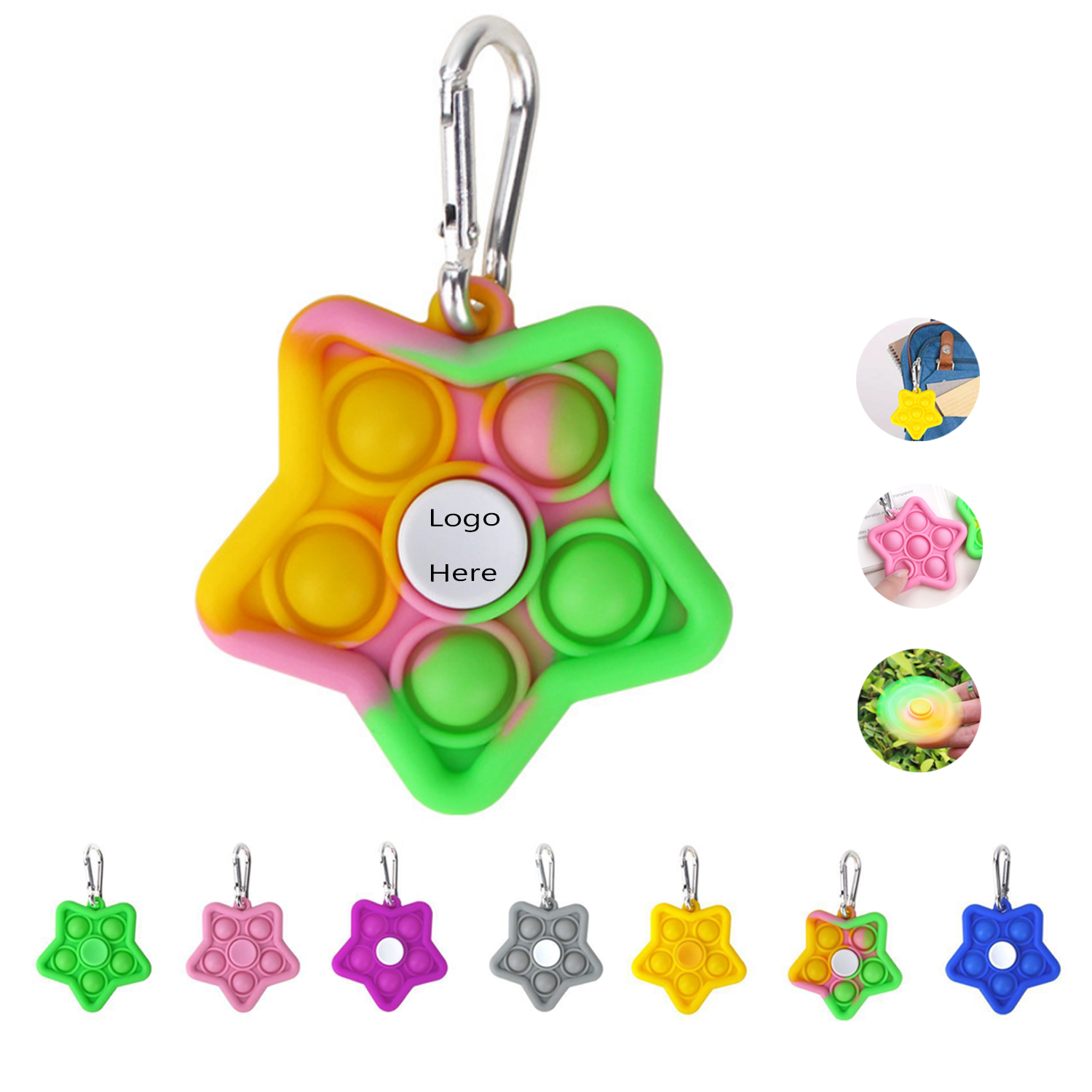 Multi Color Star Shape Silicone Finger Fidget Spinner