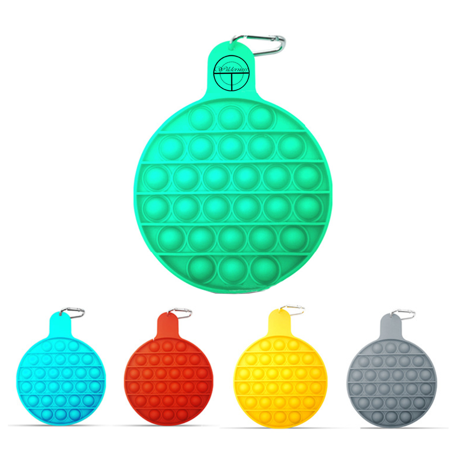 Push Pop Bubble Fidget Toy Keychain with Protruding Label