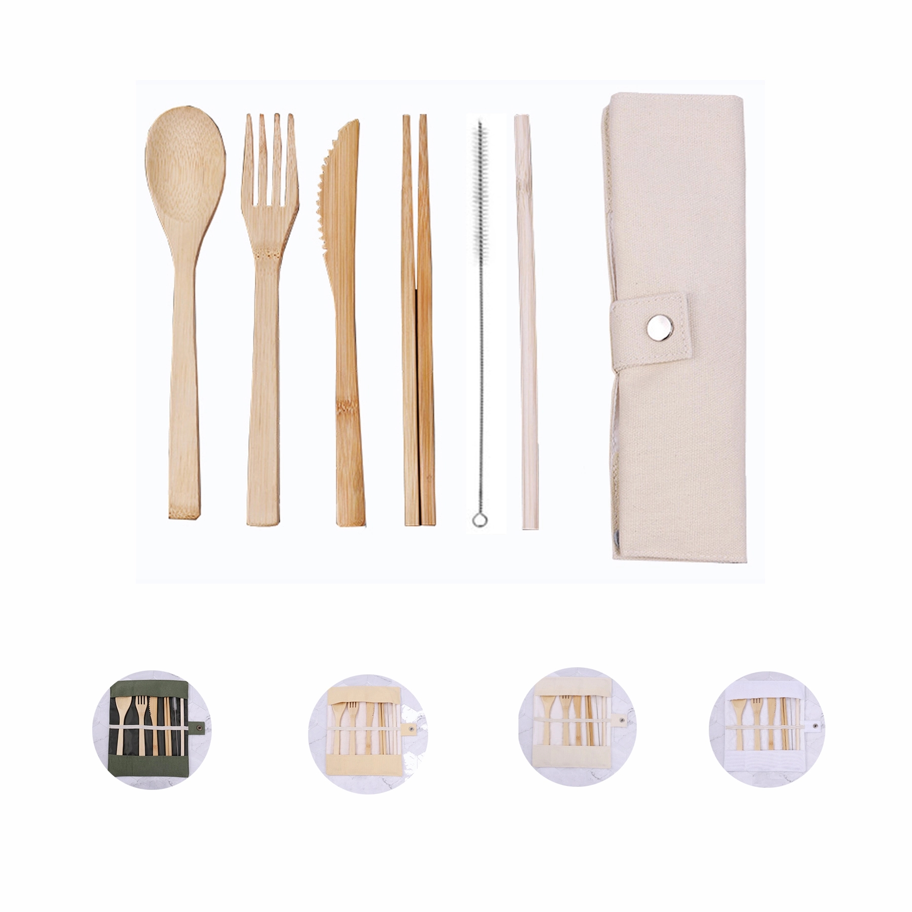 Bamboo tableware set with Pouch