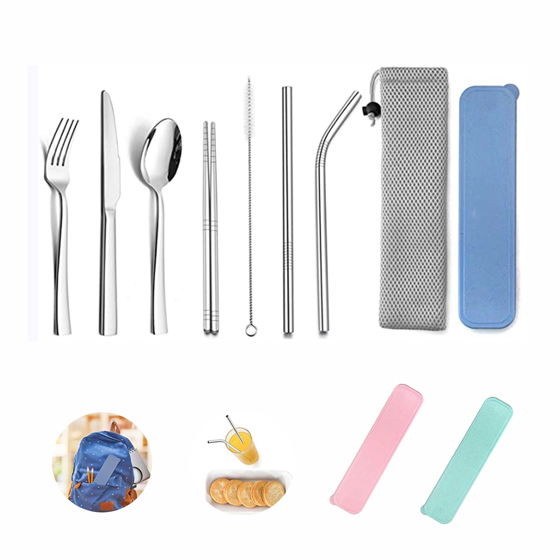 Portable 7 Pieces Flatware Set