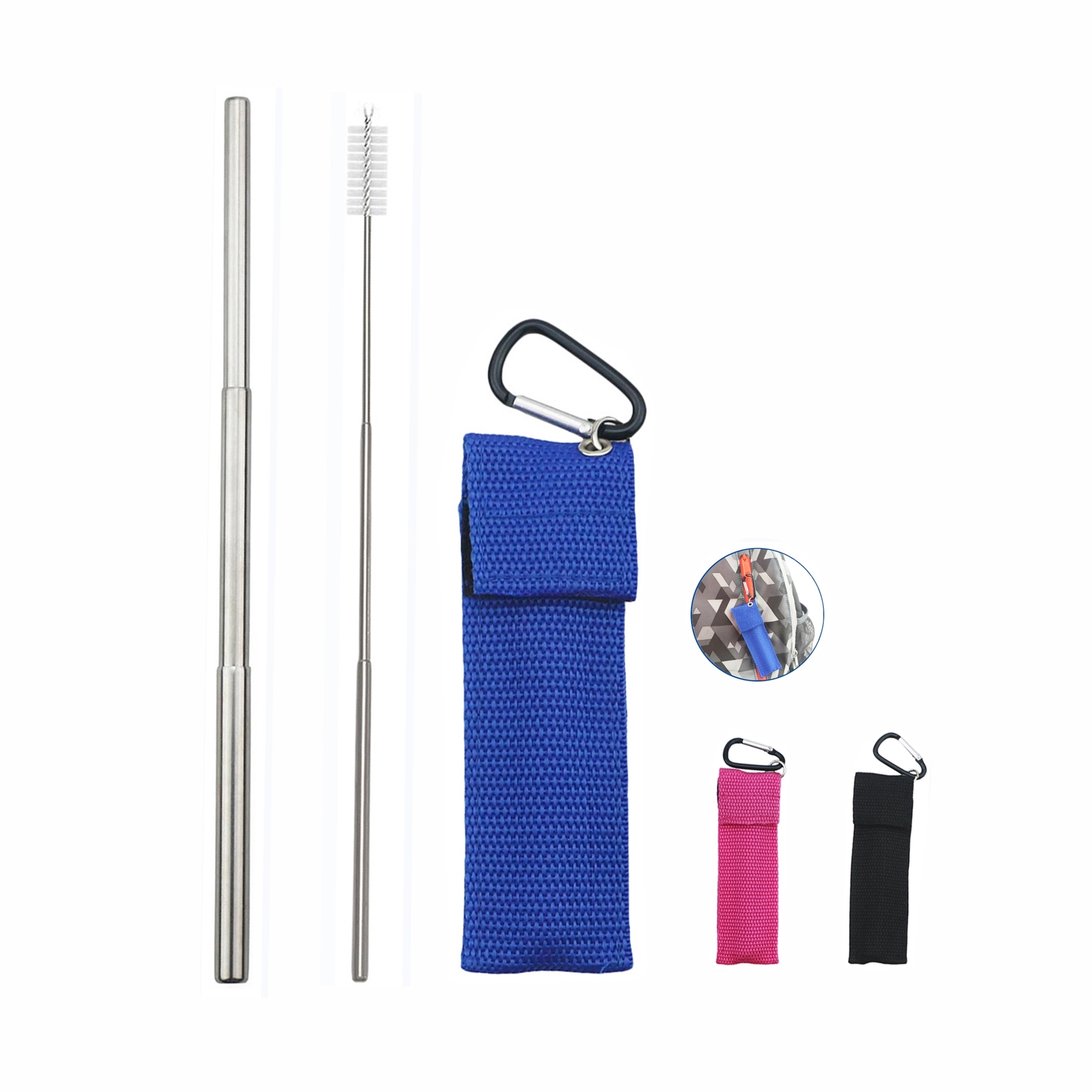 Stainless Steel Telescopic Straw with Pouch