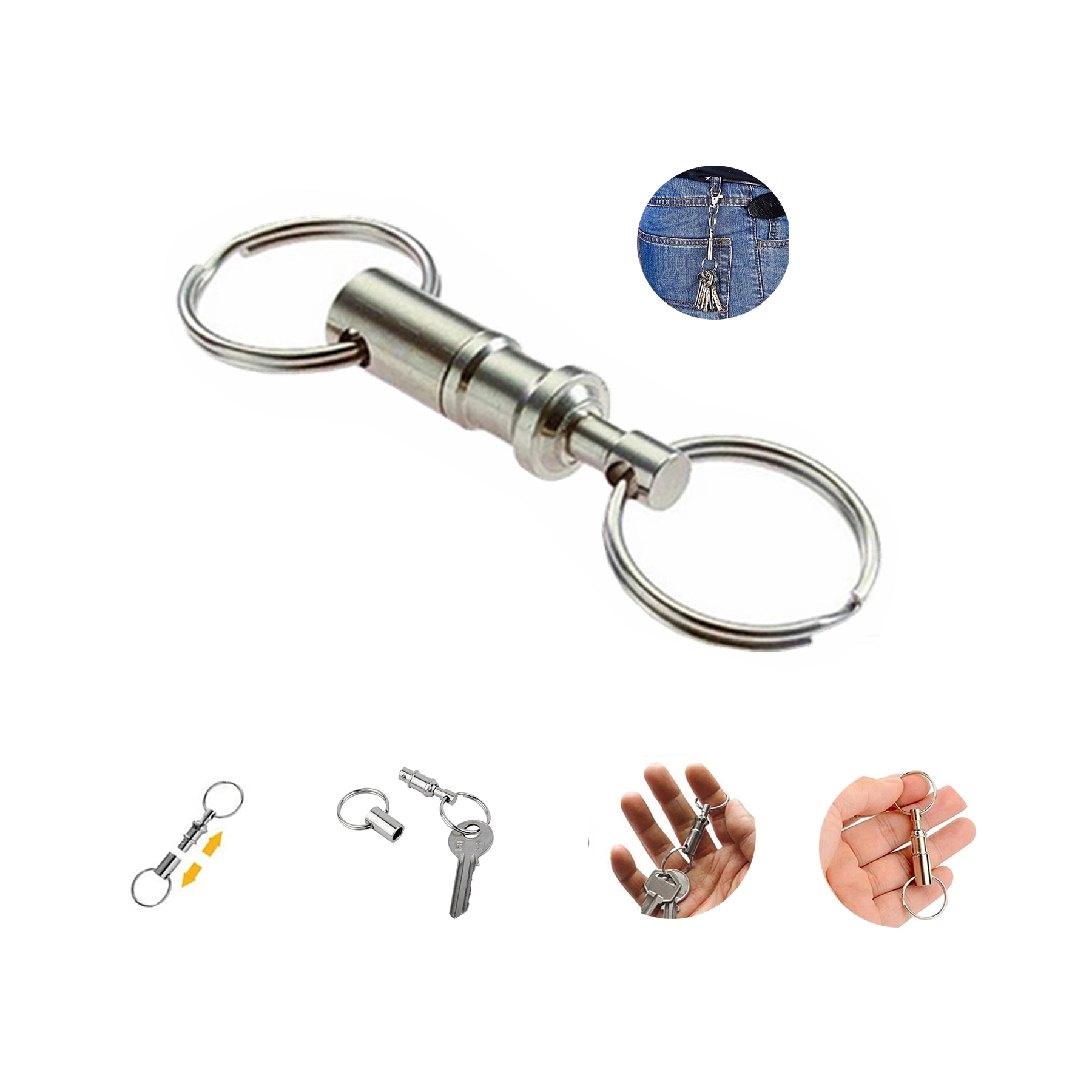 Detachable Metal Steel Pull-Apart Key Rings