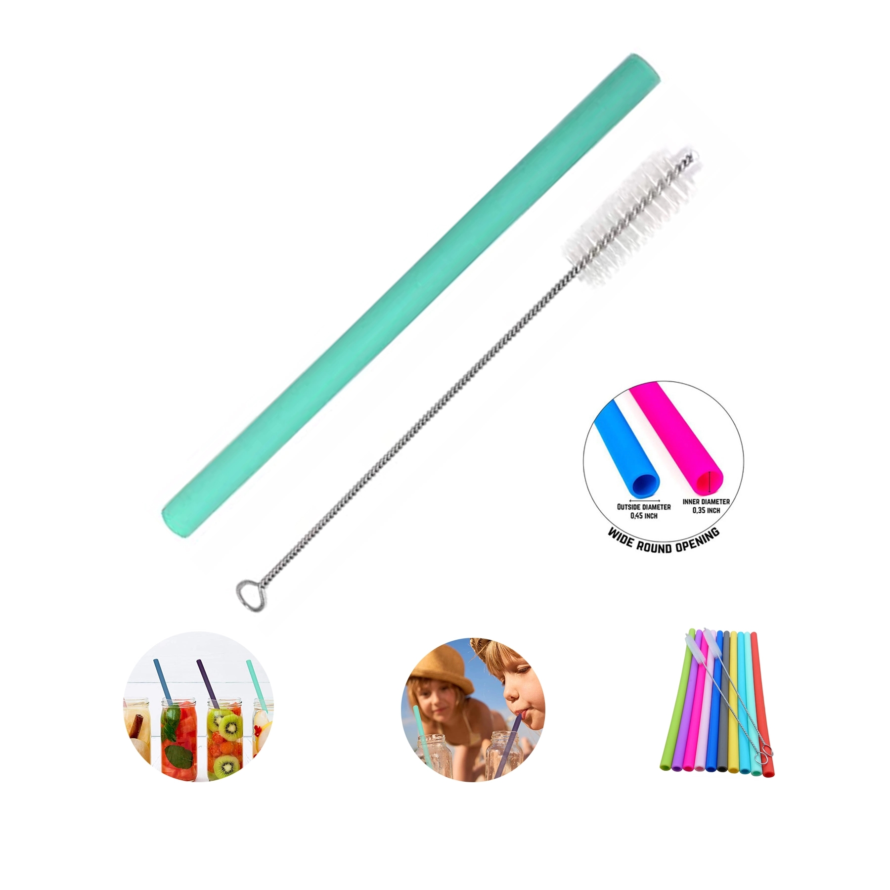 Straight Silicone Straw Set
