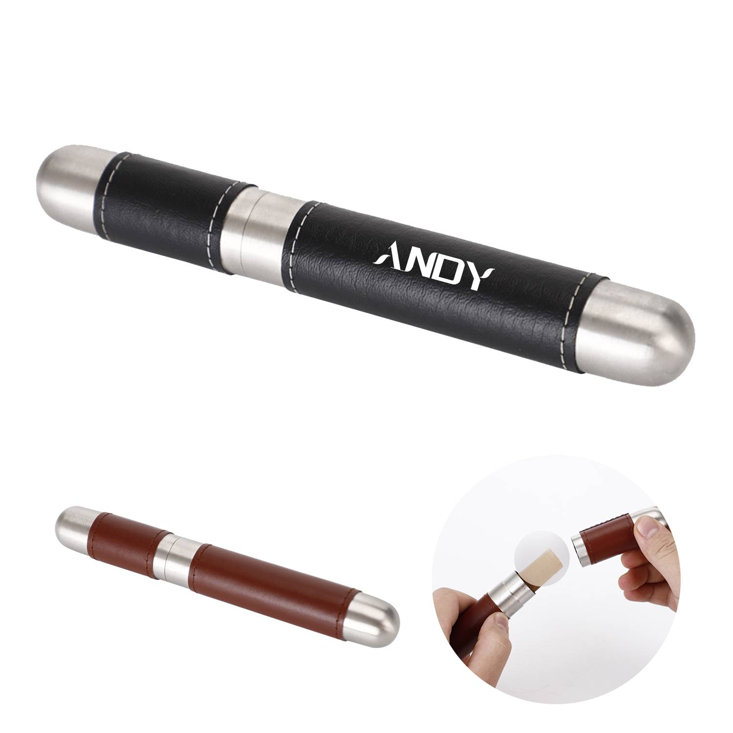 Leather Stainless Steel Cigar Tube