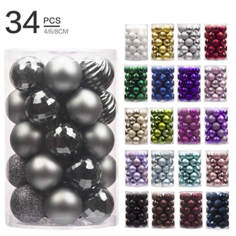 34Pcs Christmas balls set 4cm ornaments tree decor