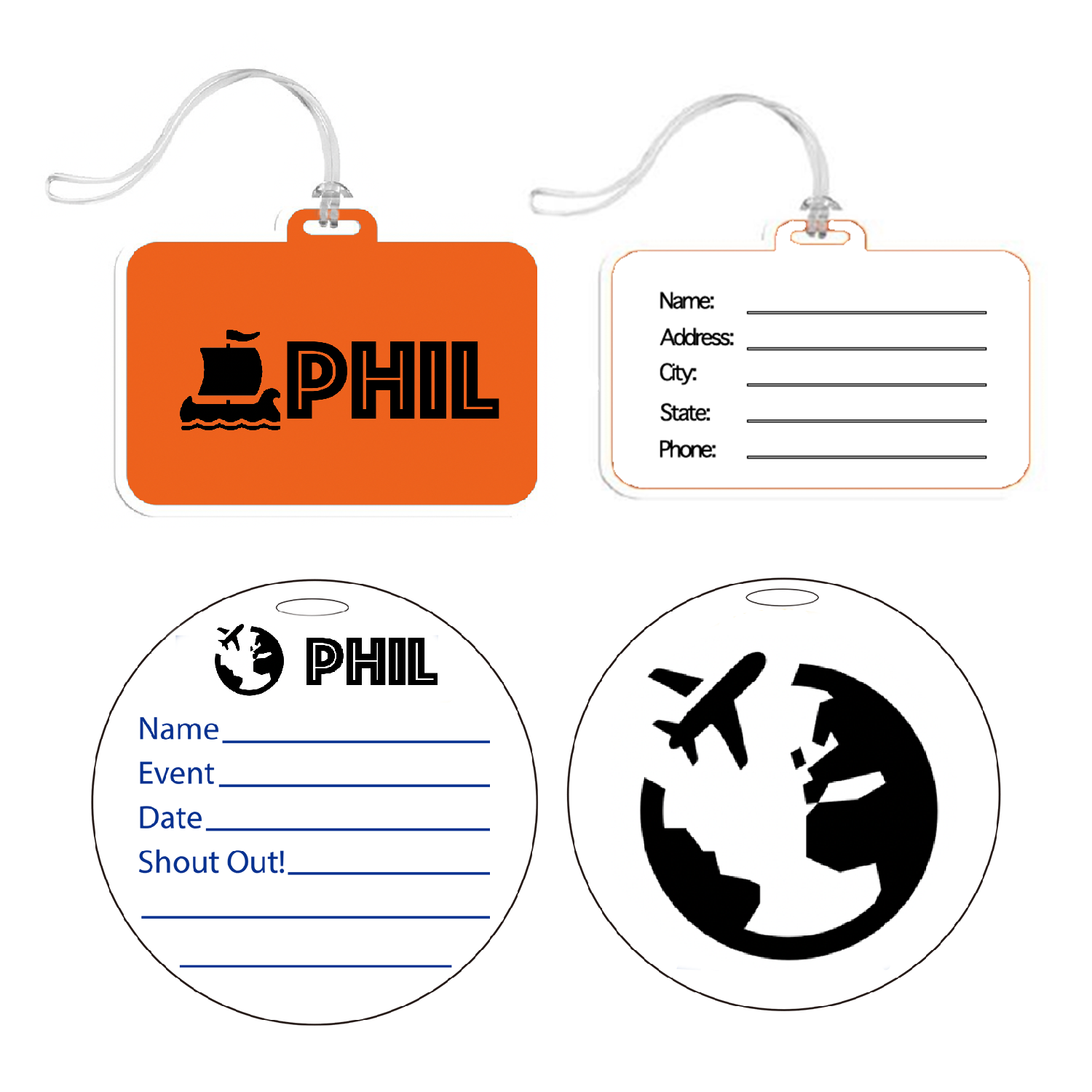 Acrylic Custom Shaped Bag Tag