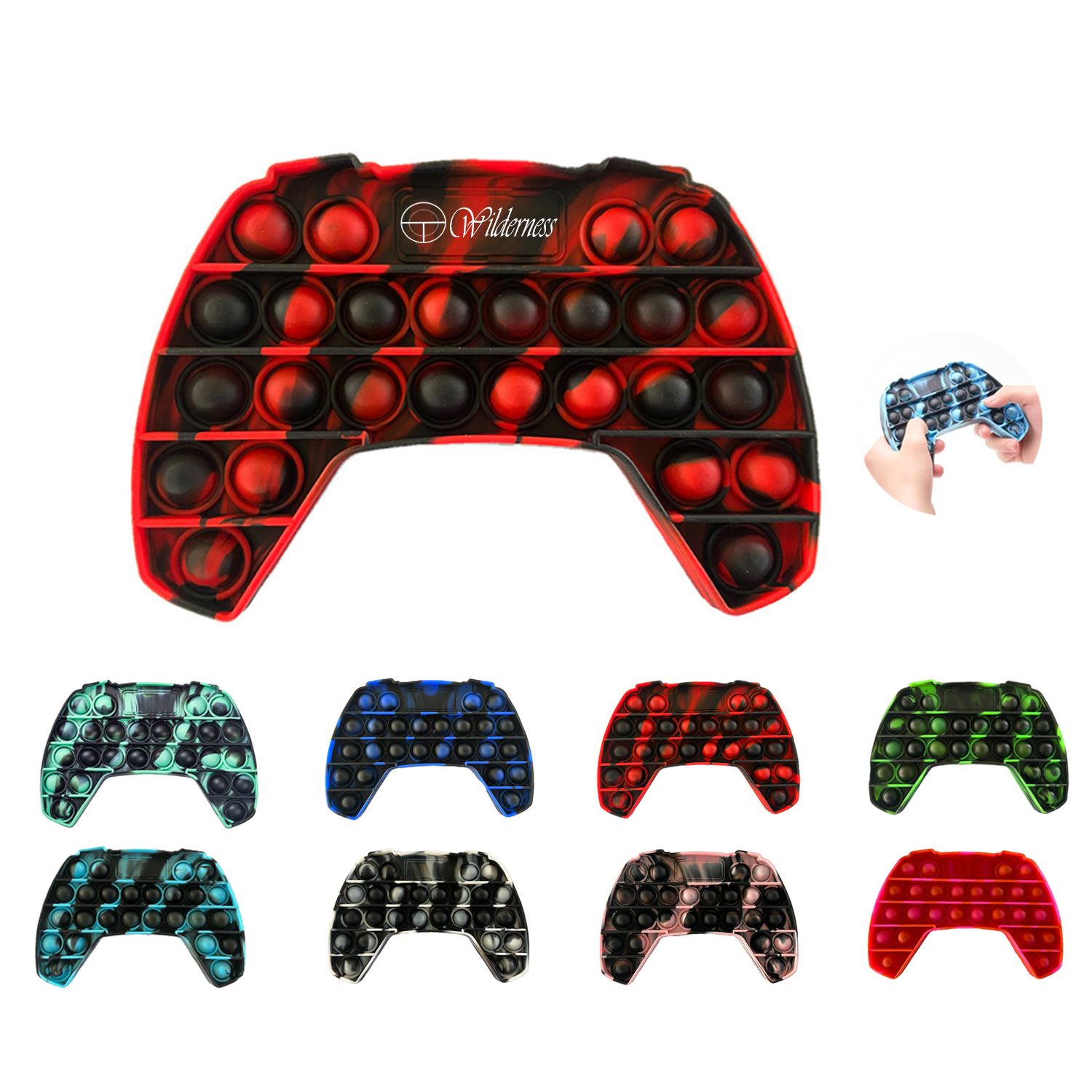 Multi Color Gamepad Shape Silicone Push Bubble Fidget Toy