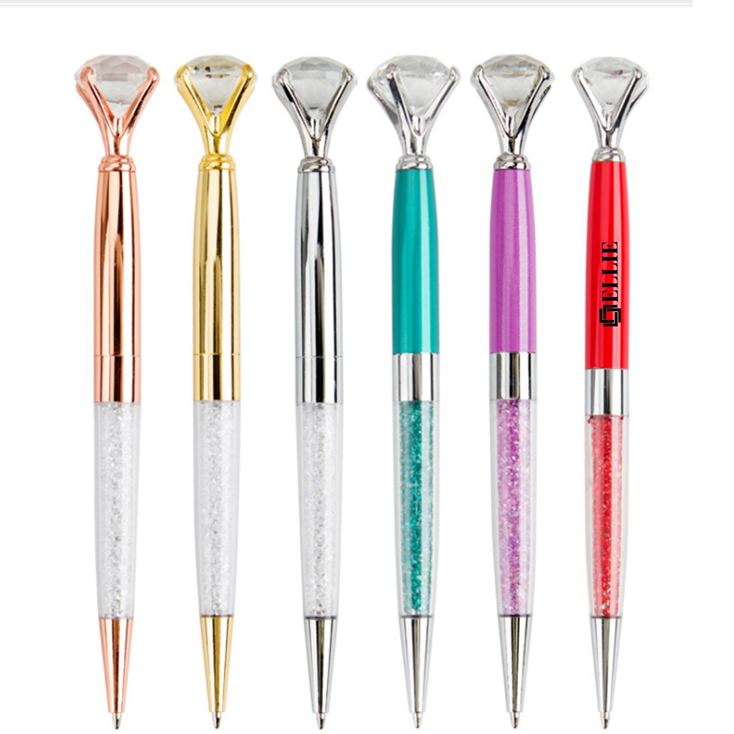Crystal Diamond Metal Ballpoint Pen With Black Ink