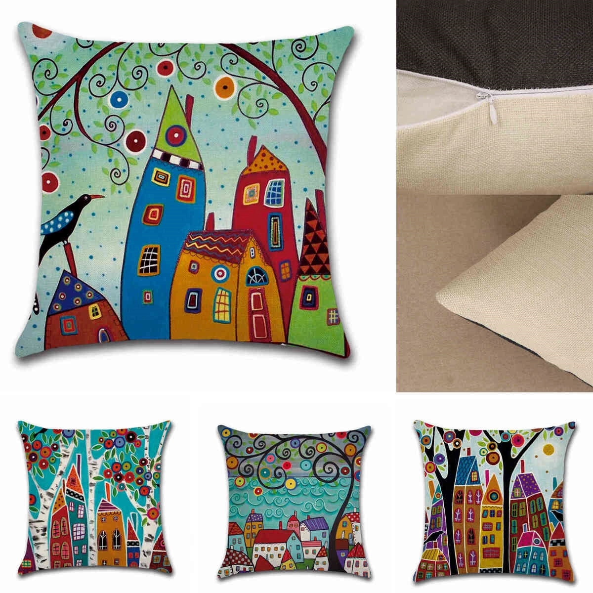 Cushion Home Living Room Bed Sofa Car Cotton Linen Square