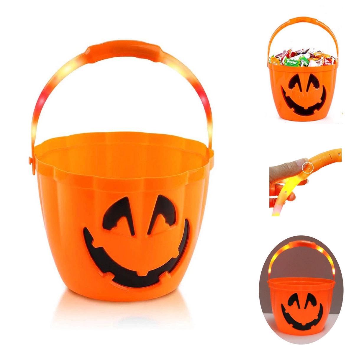 LED Plastic Halloween Gifts Candy Pumpkin Basket