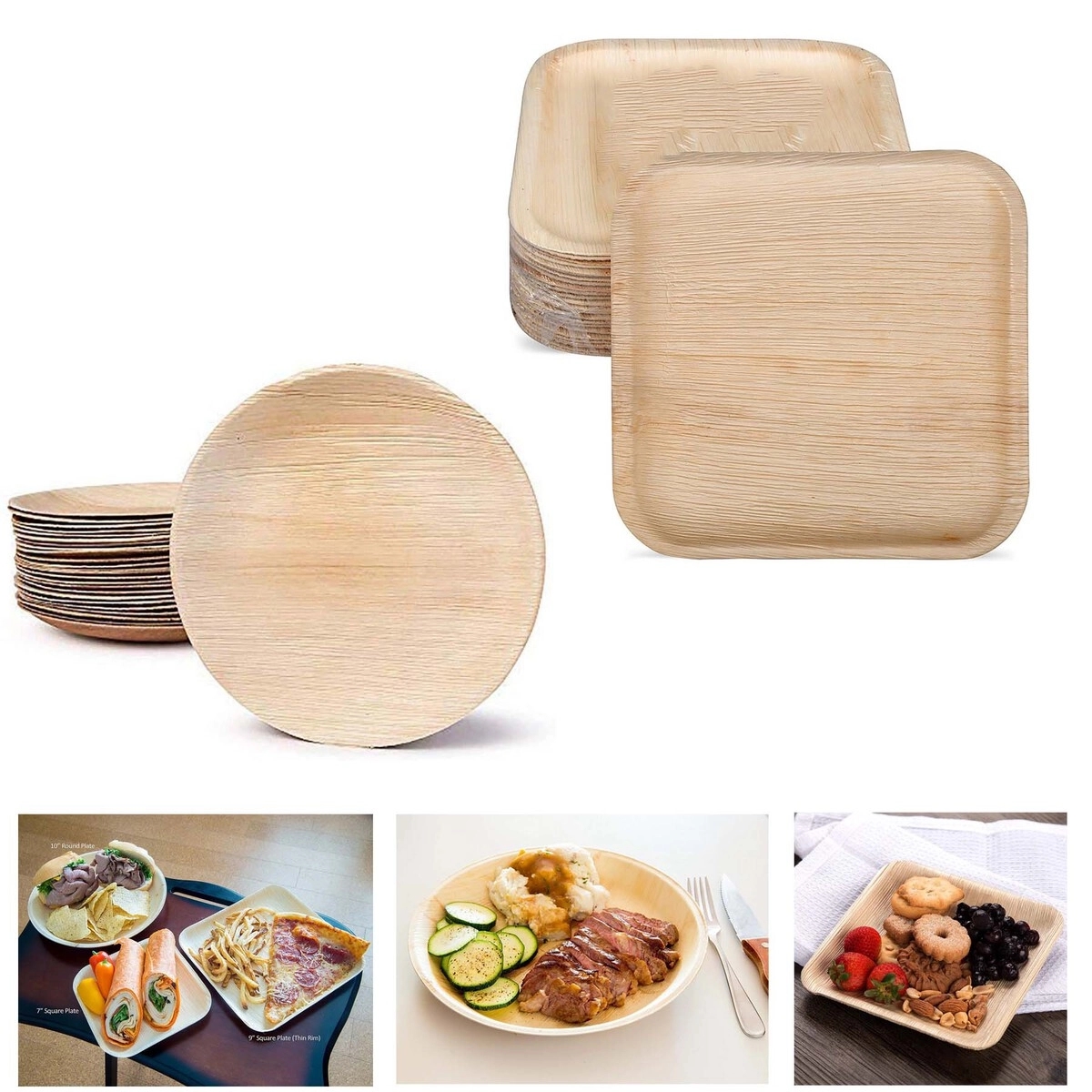 8x 8 Areca Palm Leaf Disposable Plates