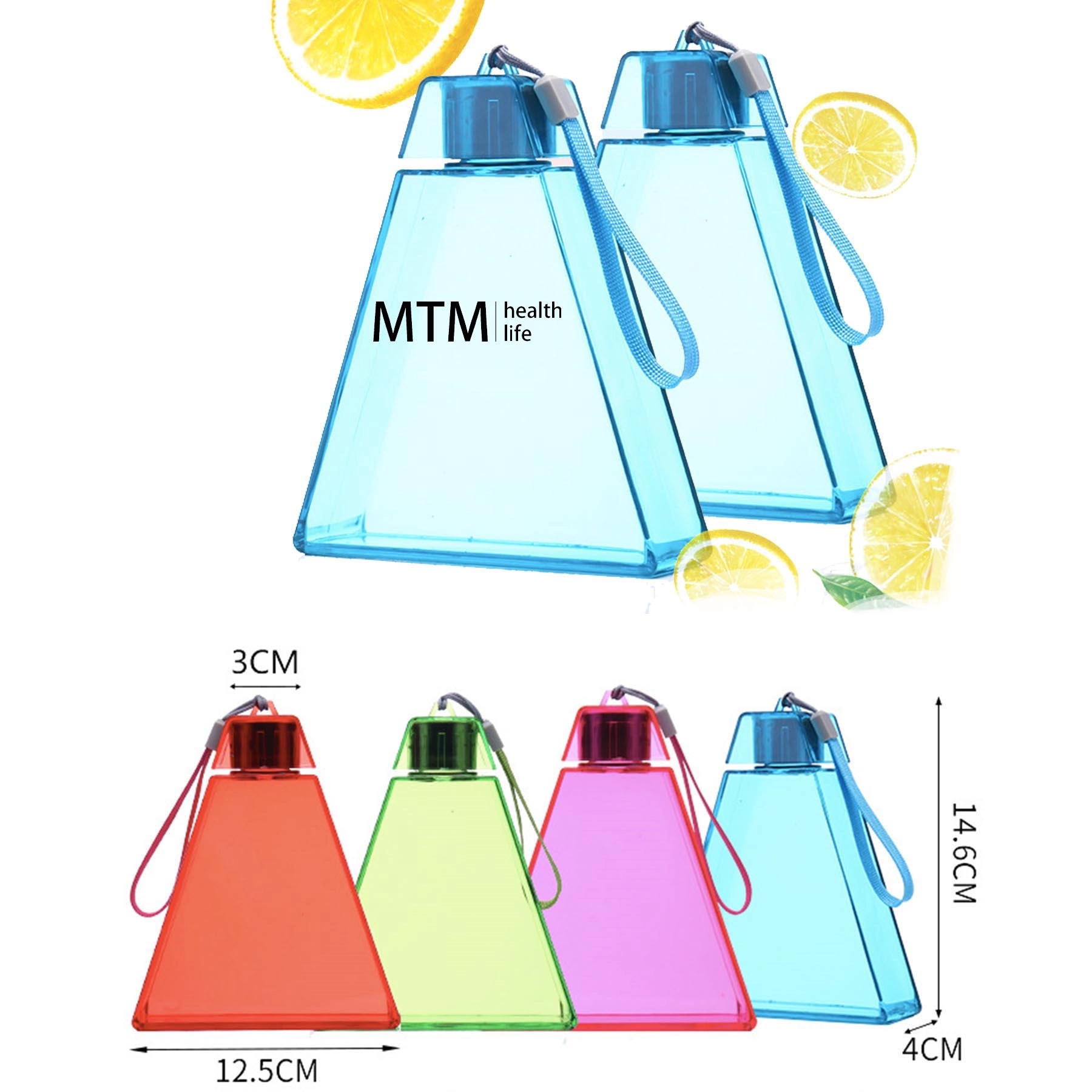 12.8 OZ Creative Triangle Plastic Sport Water Bottle