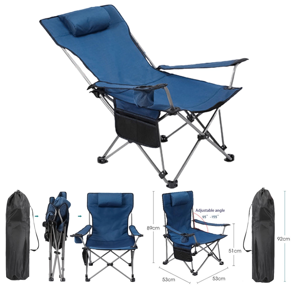 Outdoor Sitting And Lying Dual-purpose Folding Chair With Ca