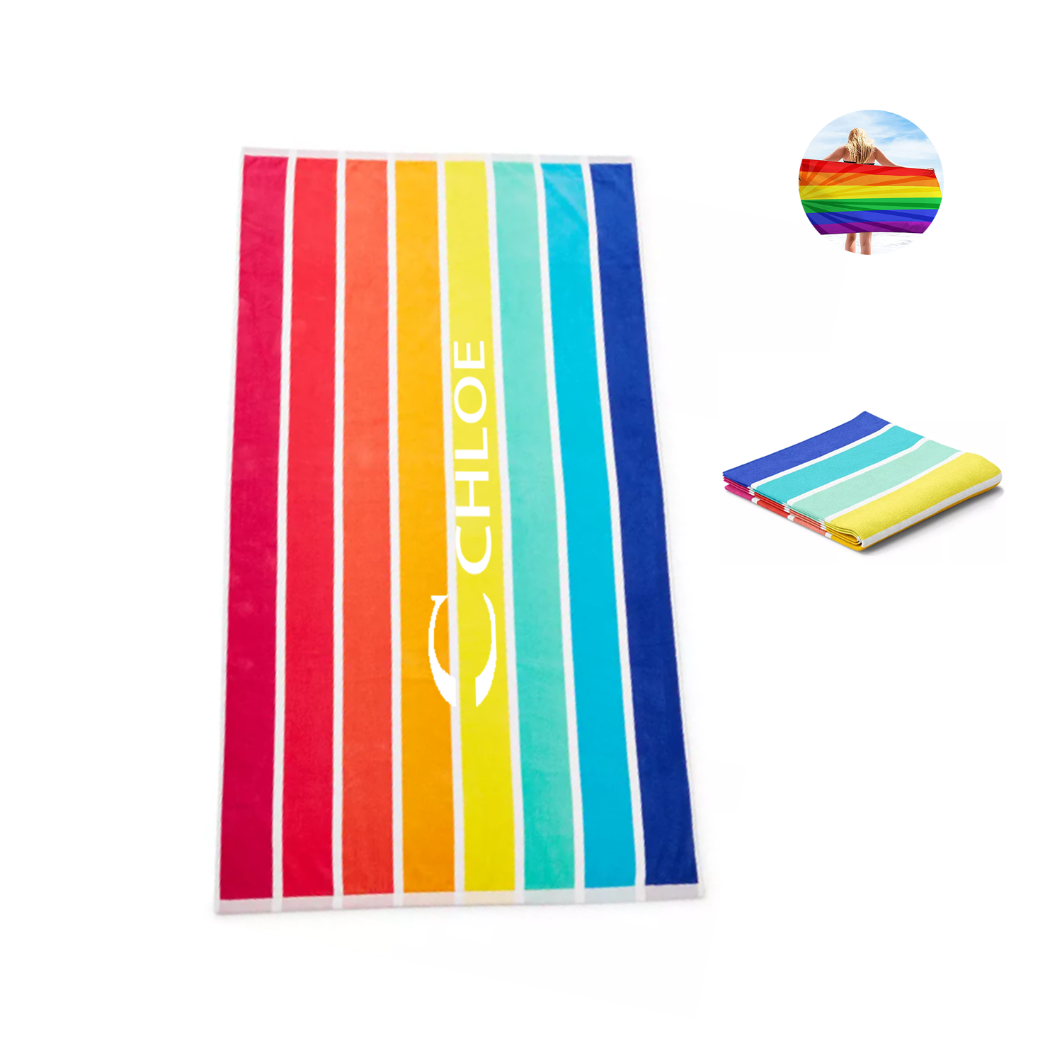 Vertical Rainbow Beach Towel