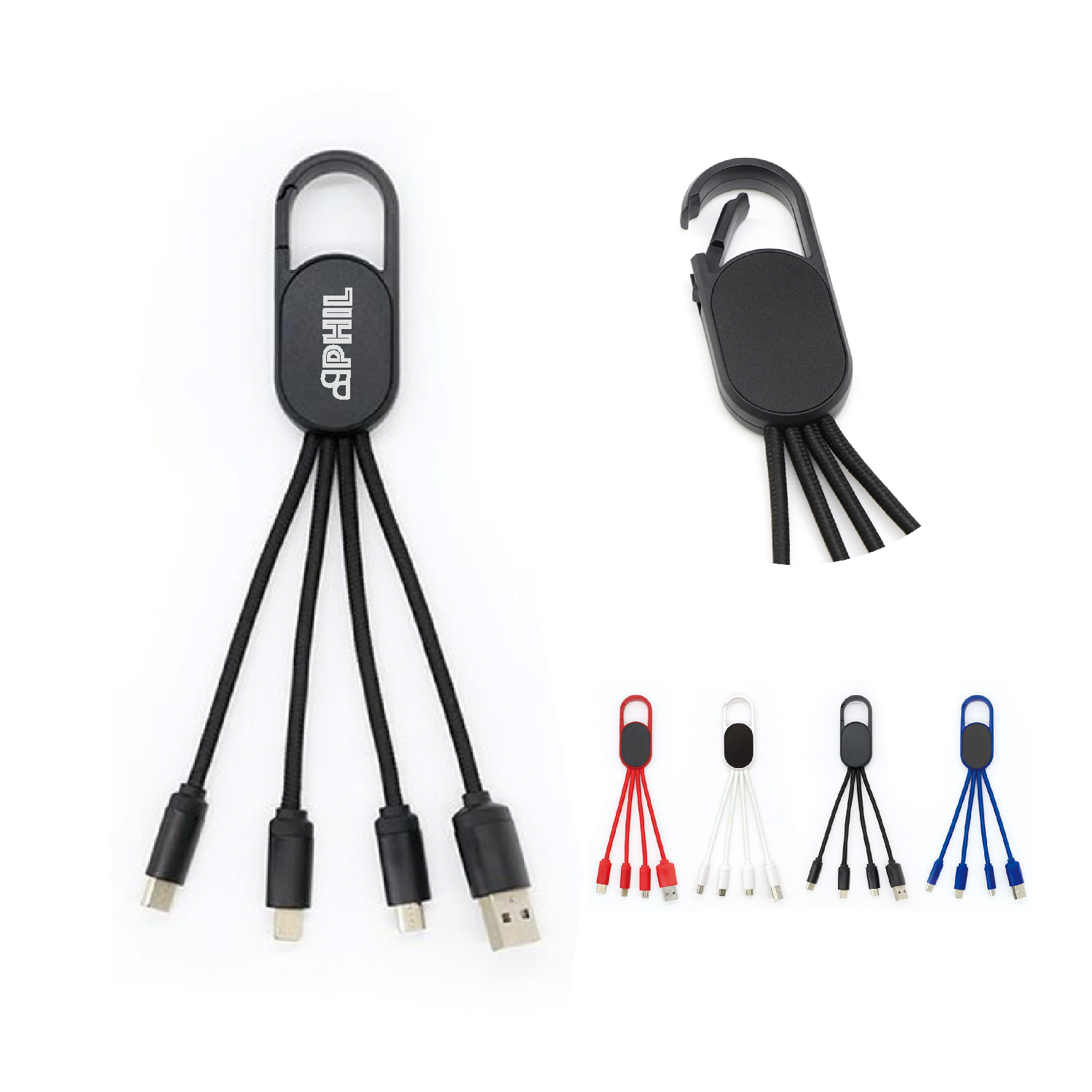3-In-1 Charging Buddy With Carabiner Clip