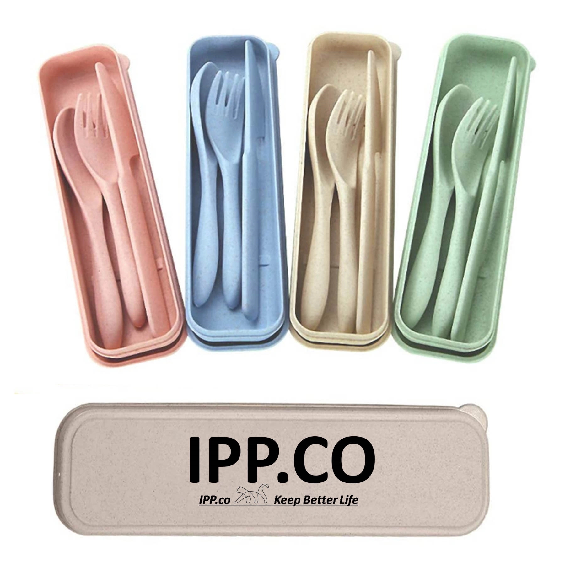 4 Sets Portable Wheat Cutlery