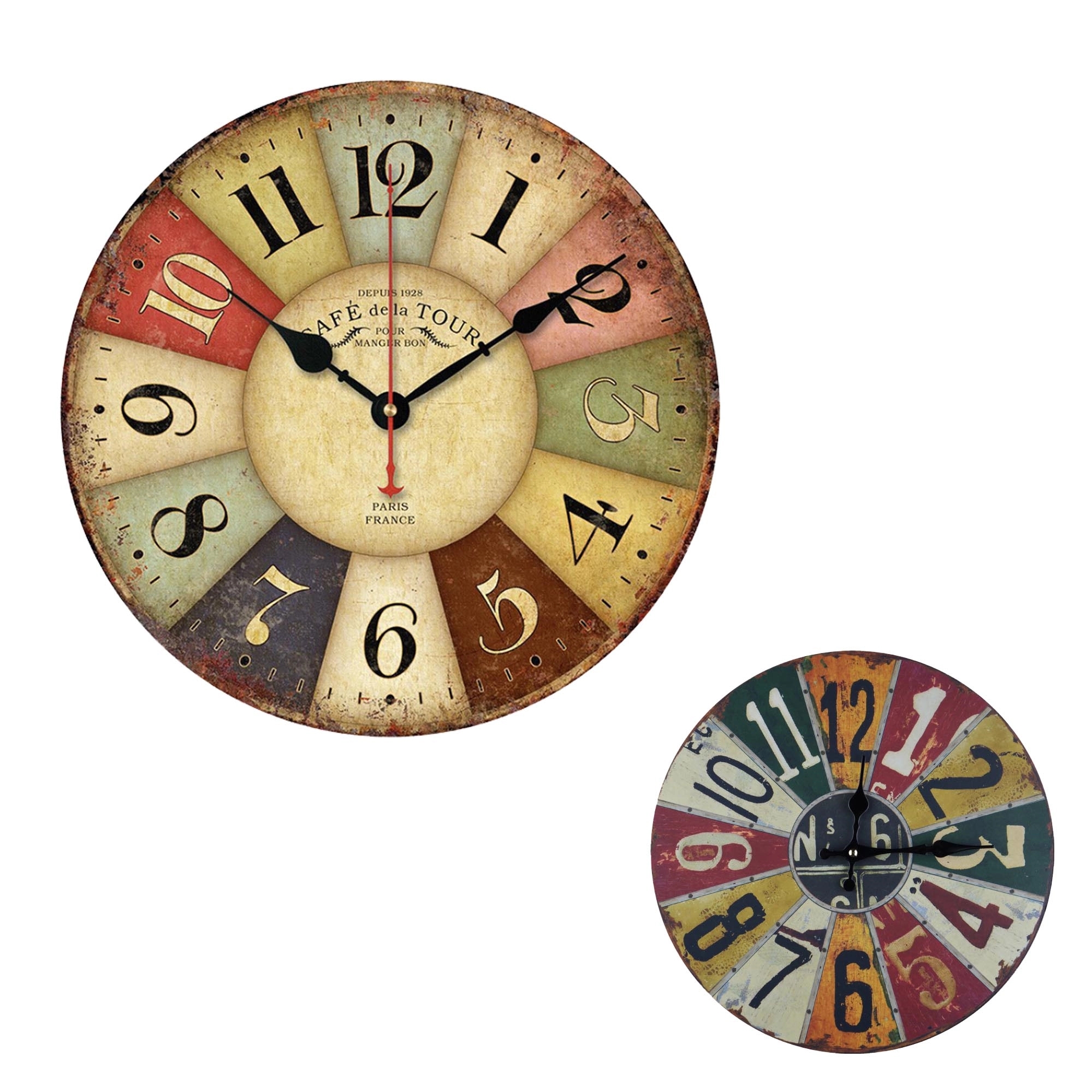 12 Inch Vintage Wooden Round Wall Clock