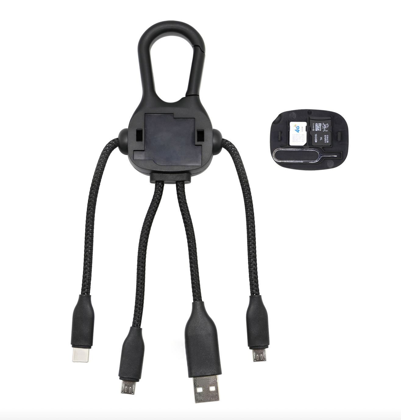 3-In-1 Charging Buddy With Carabiner Clip - Image 3