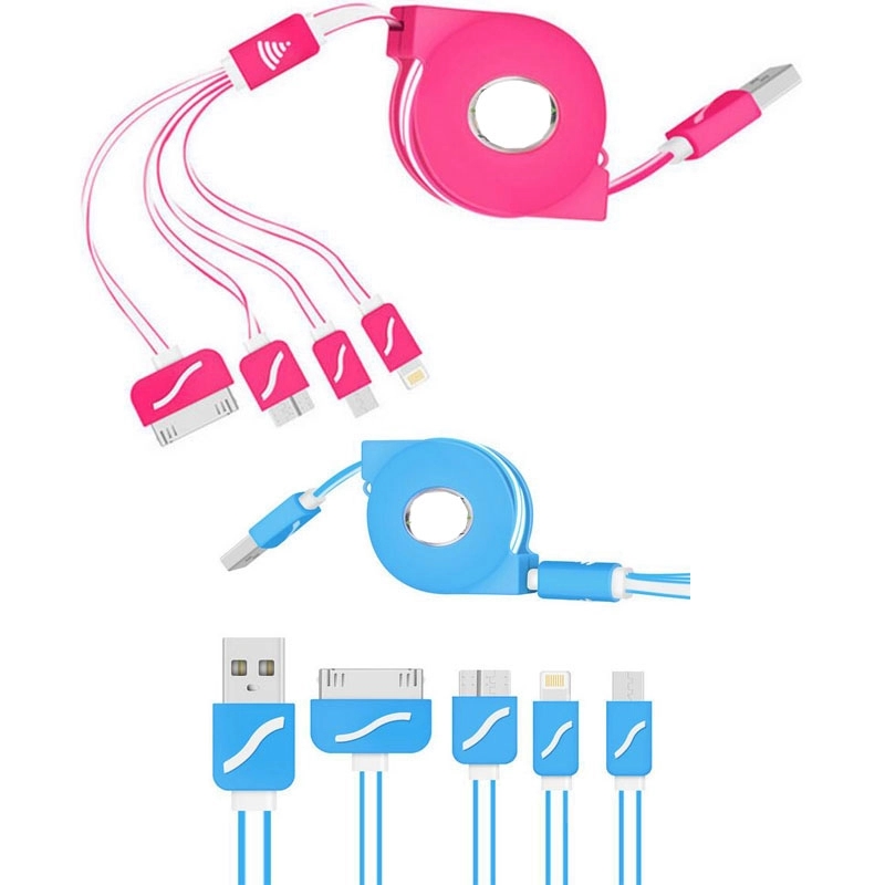 4-Way Retractable USB Noodle Cable