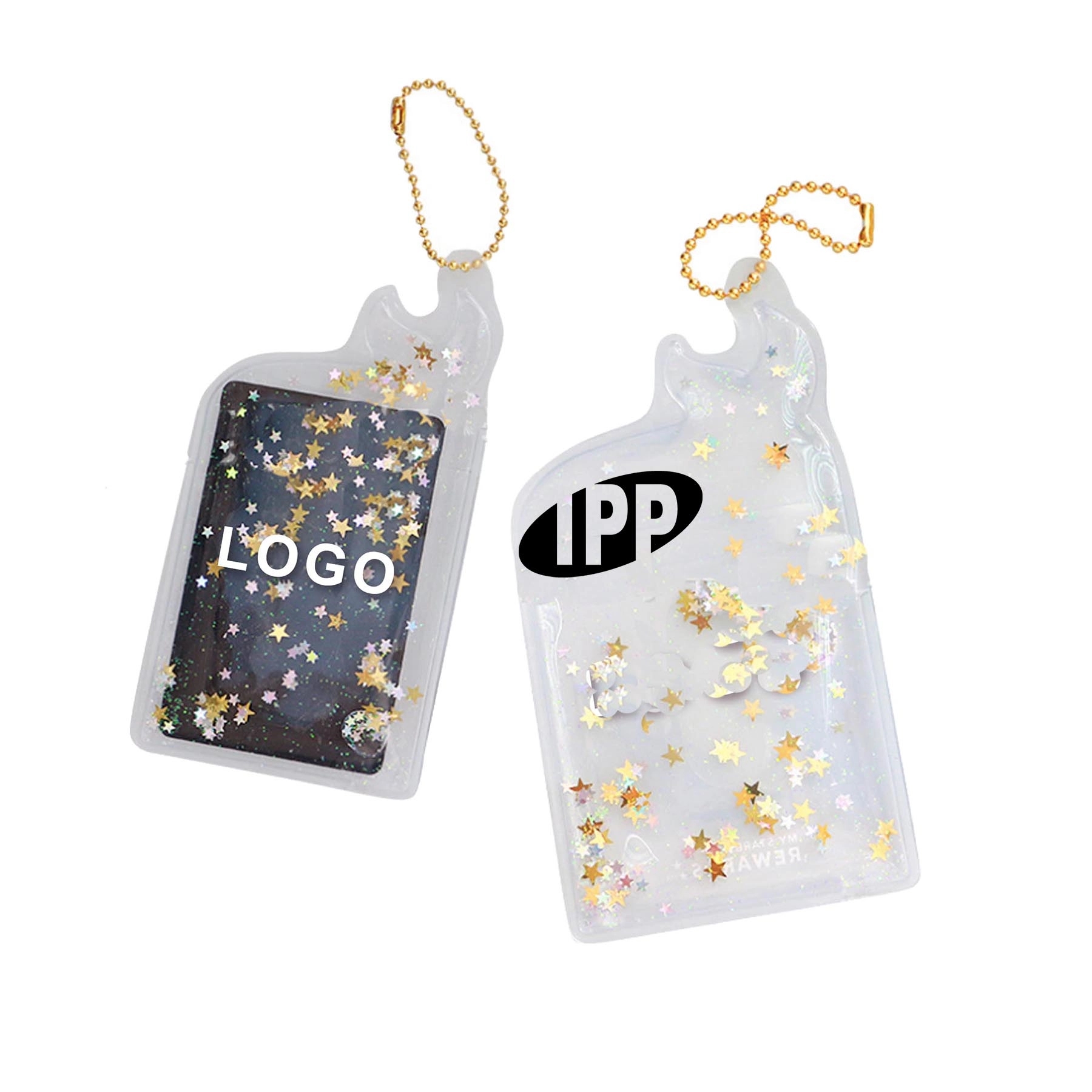 Floating Glitter Sequin Wallet Card Case Keychain