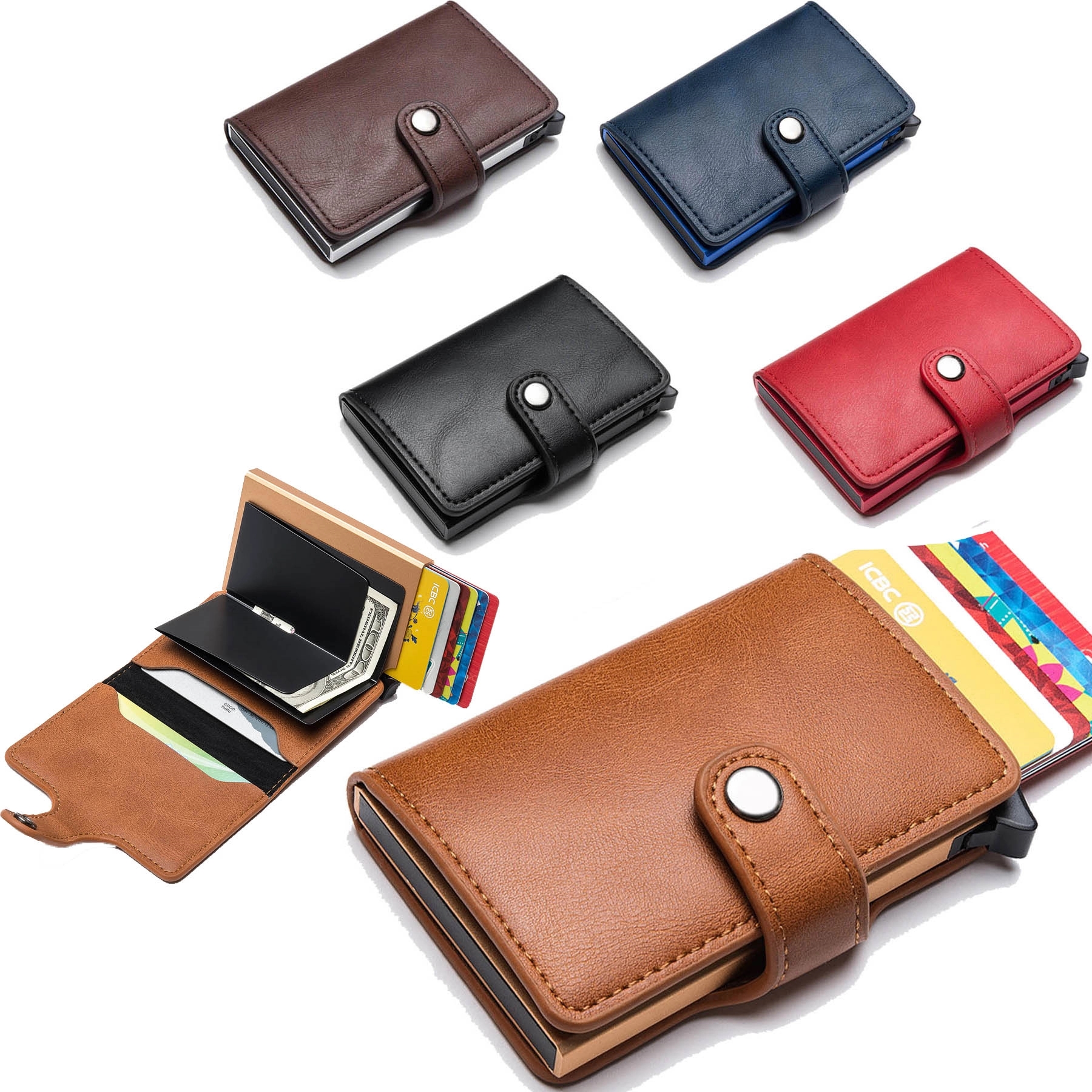Front Pocket Minimalist Leather Slim Wallet RFID Blocking