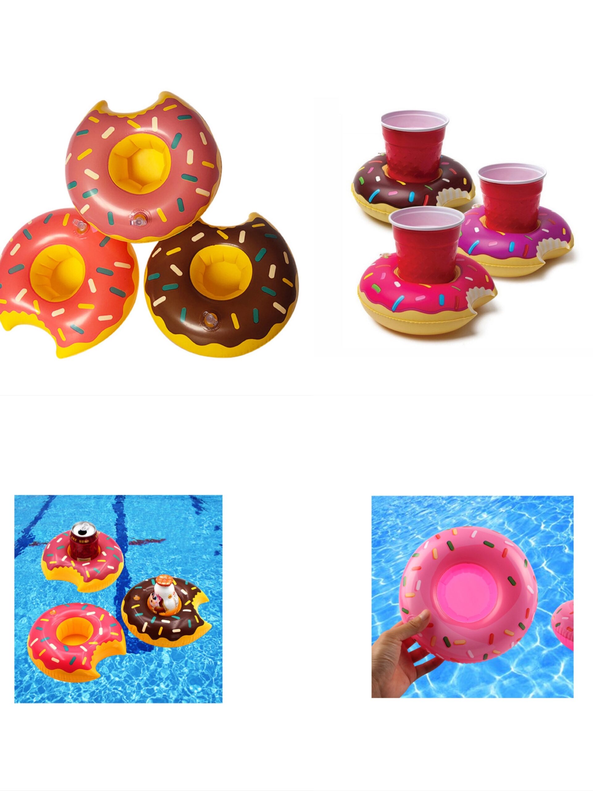 PVC Inflatable Floating Doughnut Cup Holder