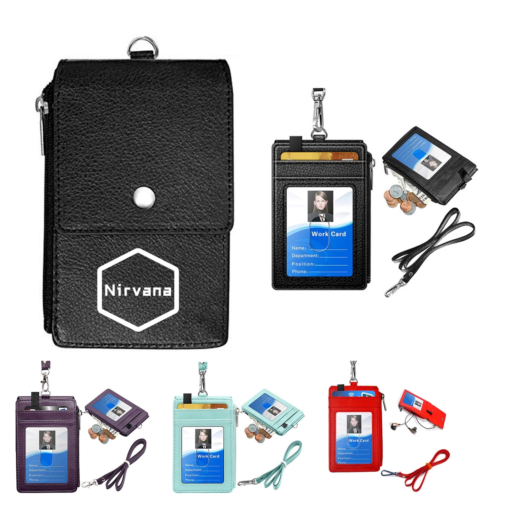 PU Leather ID Badge Card Holder