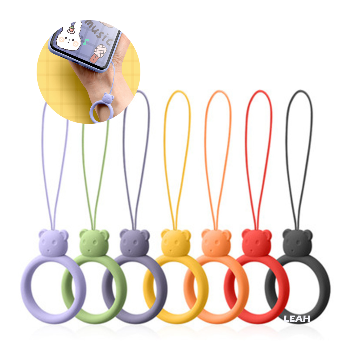 Silicone Smartphone Ring Strap Grip Holder