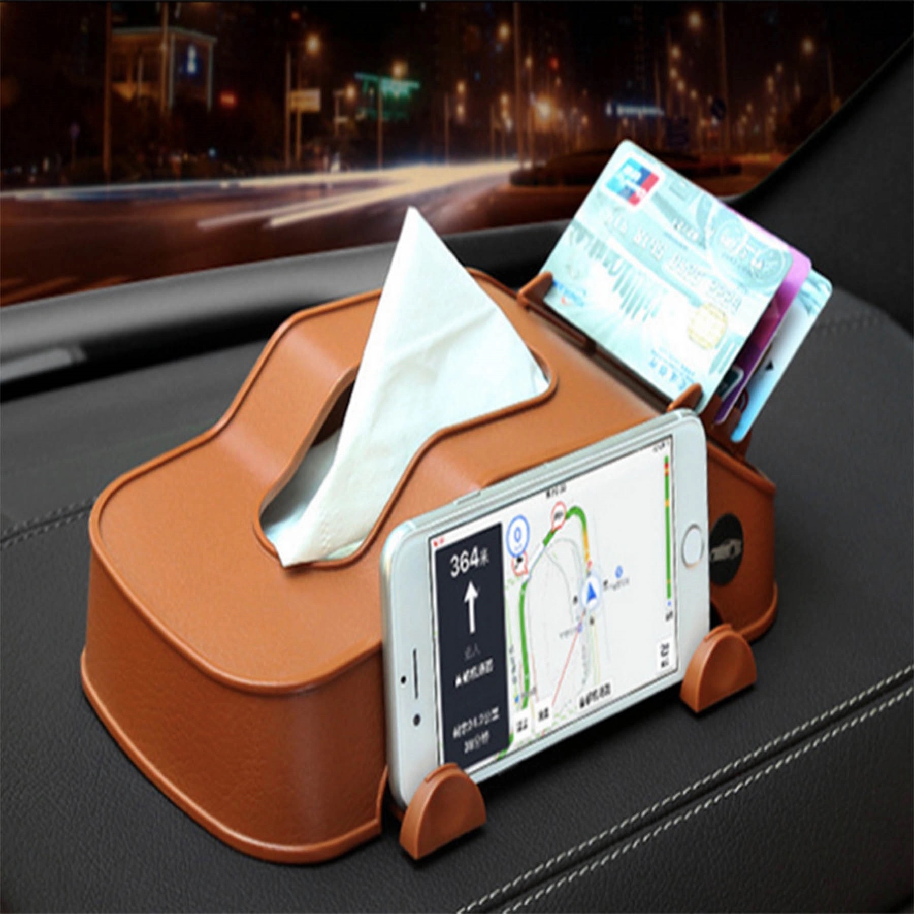Car interior multi-function tissue box mobile phone and card - Image 3