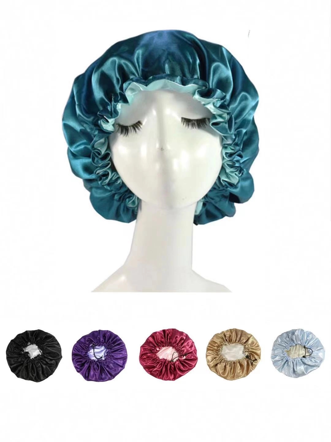 Double Layer Reversible Satin Sleep Bonnet Cap