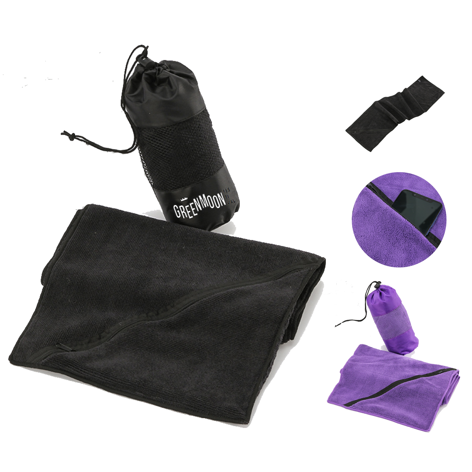Fall Sports Gym Towel with Drawstring Bag