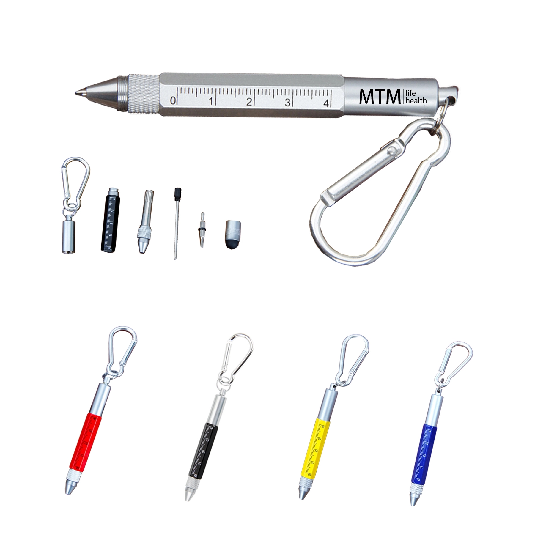 6 In 1 Metal Tool Pen With Carabiner